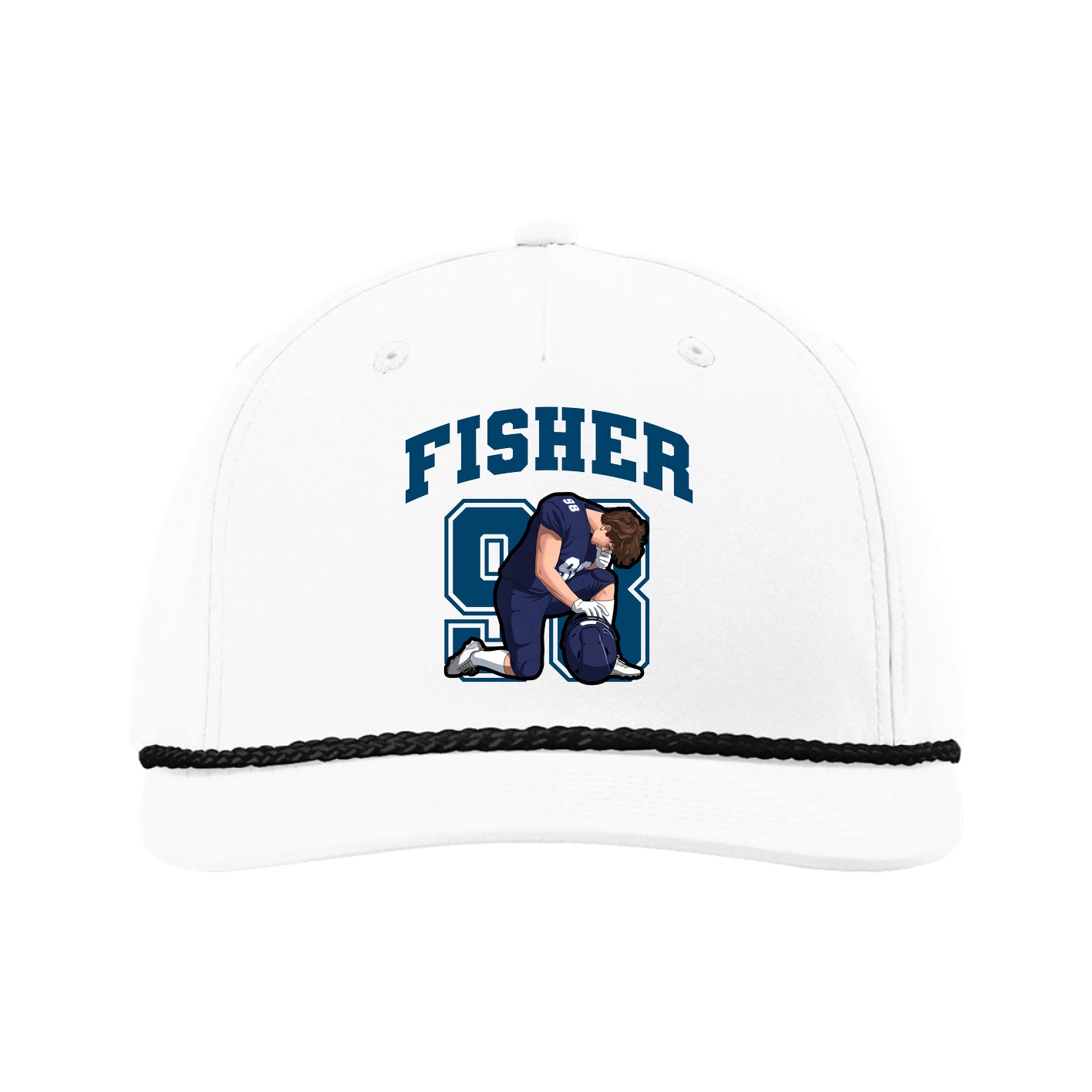 Five-Panel Classic Rope Cap — Number in White