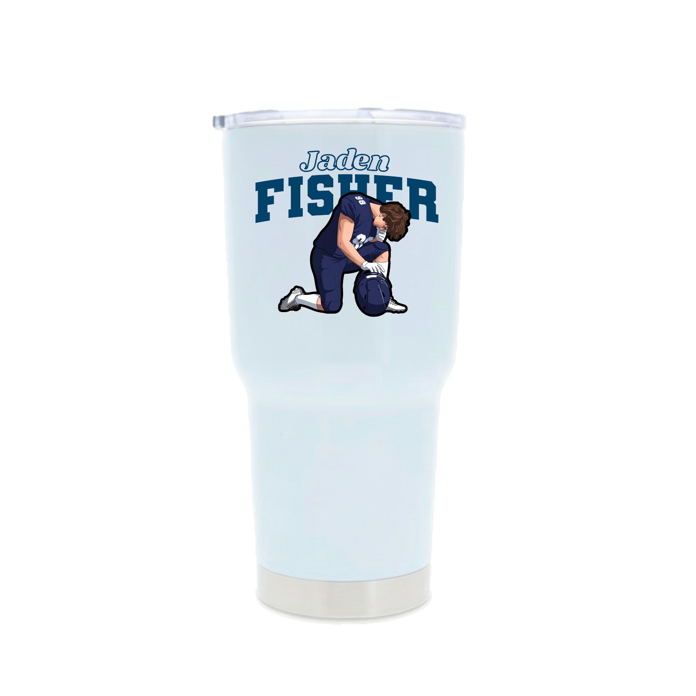 30oz Stainless Steel Tumbler — Name Arch in White