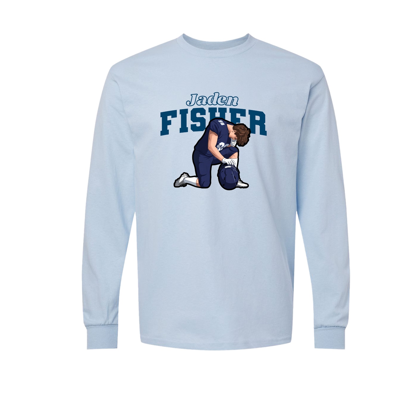 Long Sleeve Tee — Name Arch in Light Blue