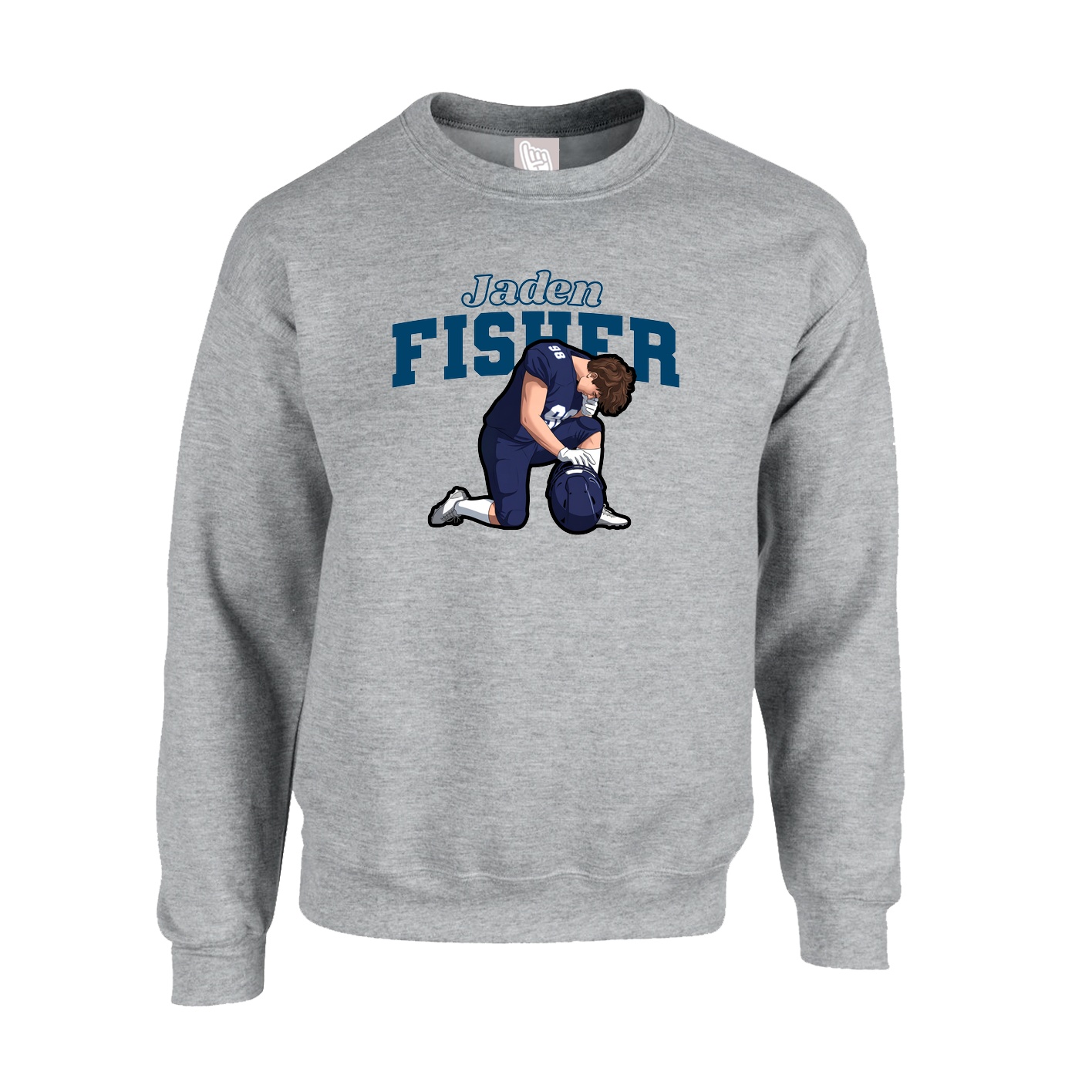 Fleece Crew — Name Arch in Grey