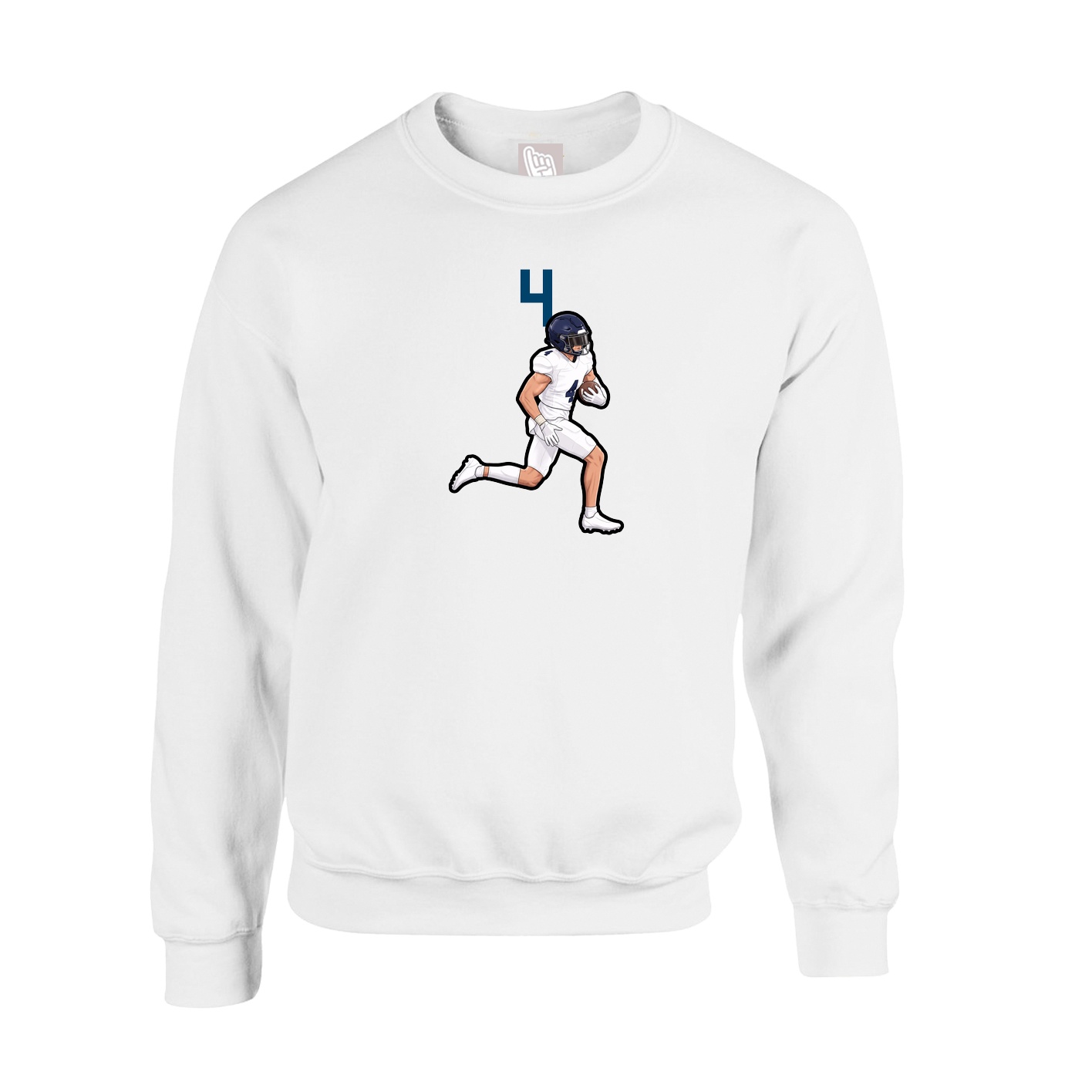 Fleece Crew — Number Top in White