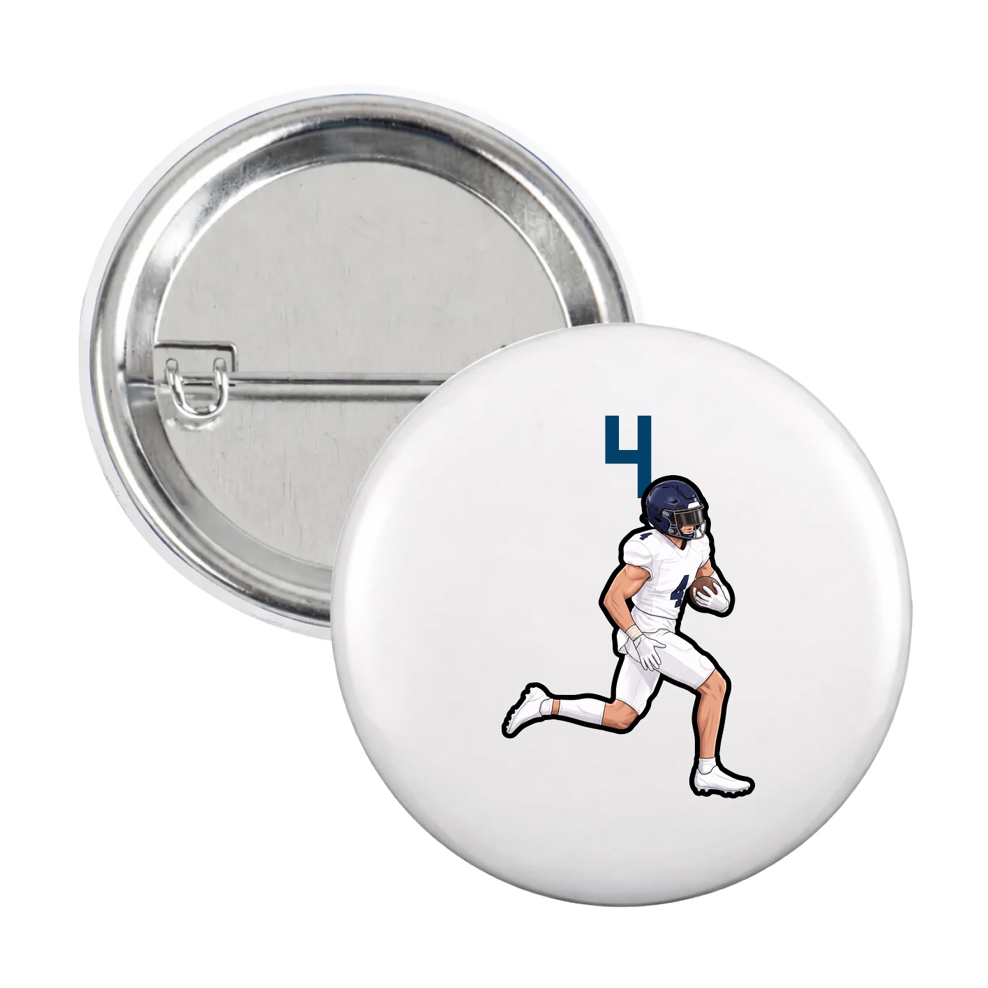 Game Day Button — Number Top in White