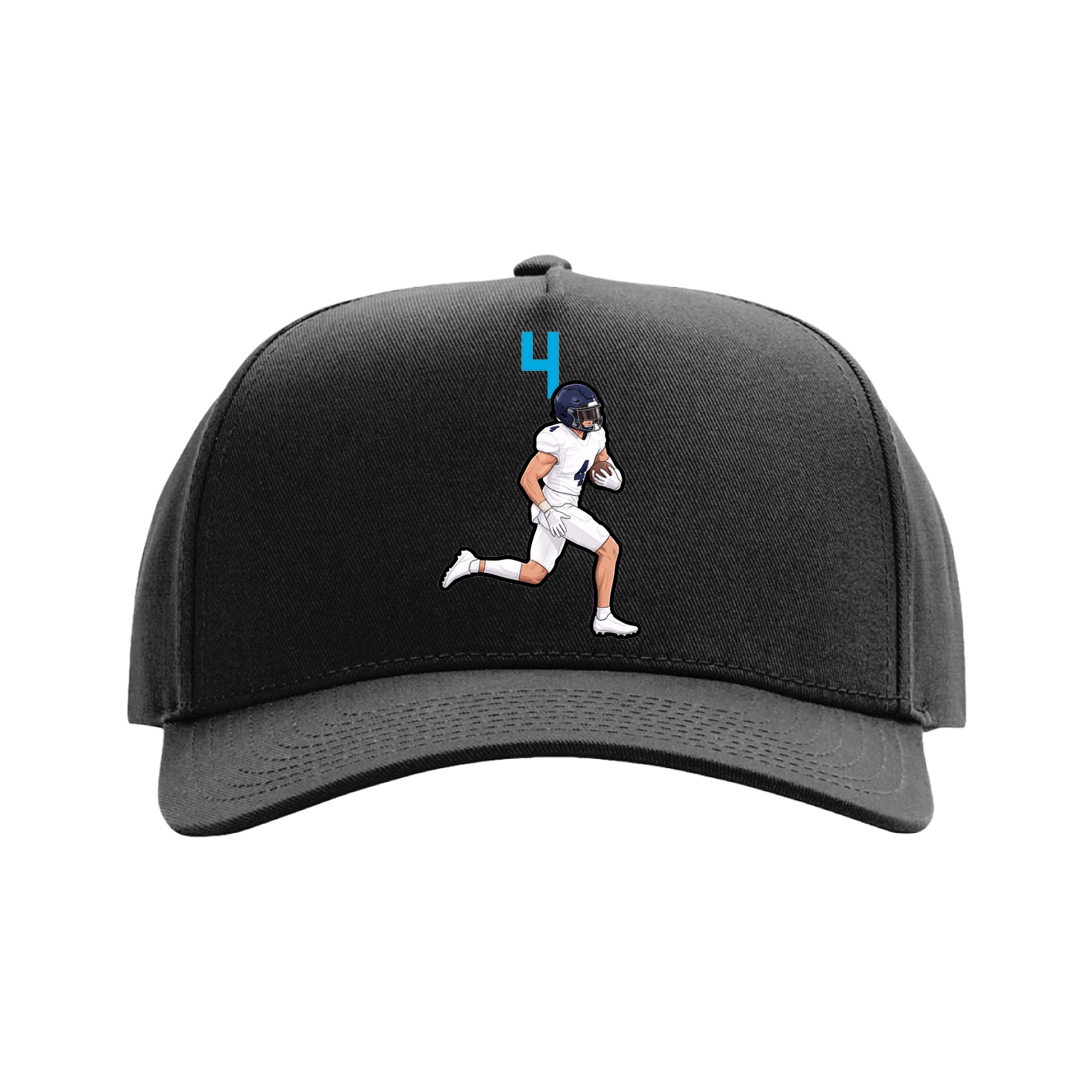 Full Fabric Five-Panel Champ Cap — Number Top in Black