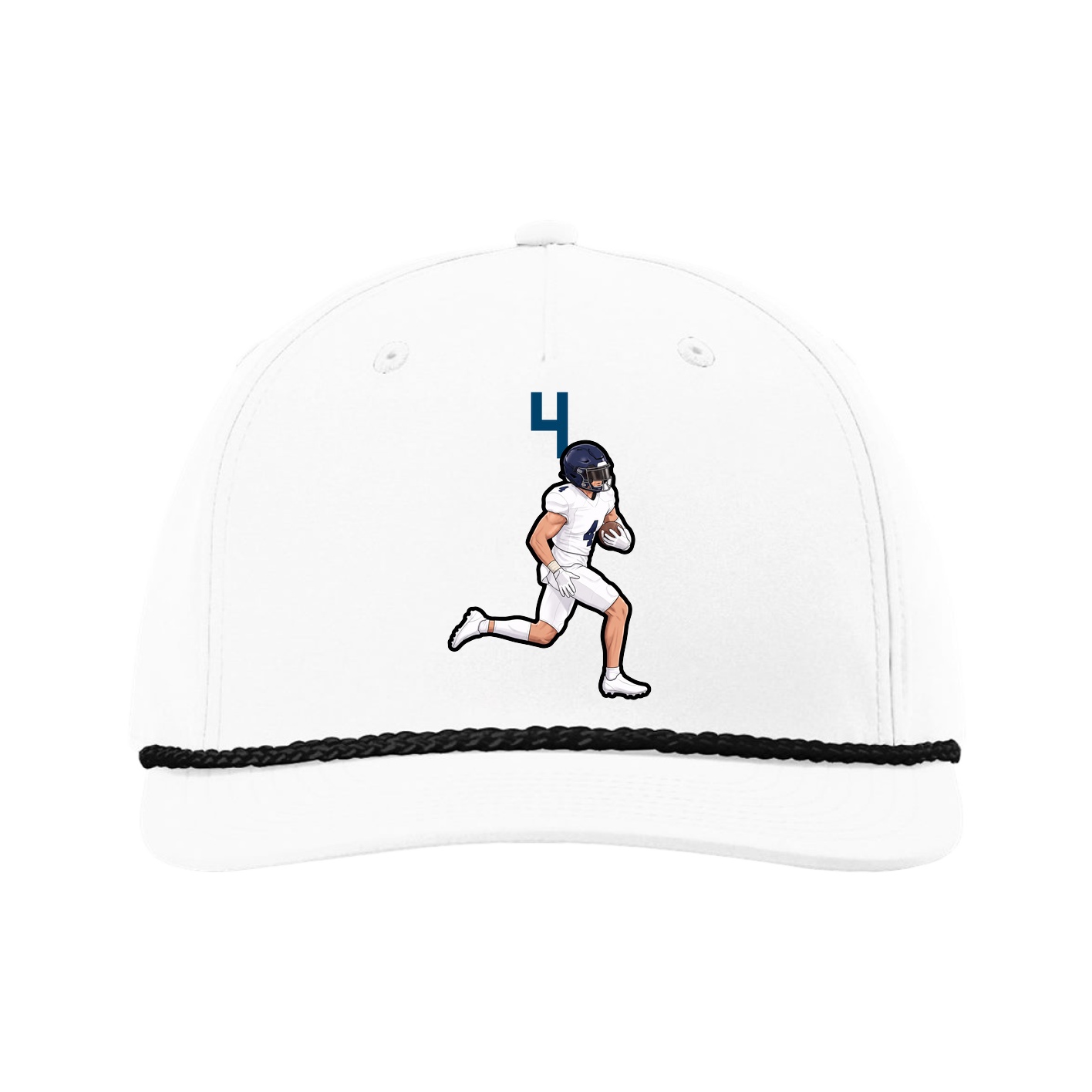 Five-Panel Classic Rope Cap — Number Top in White