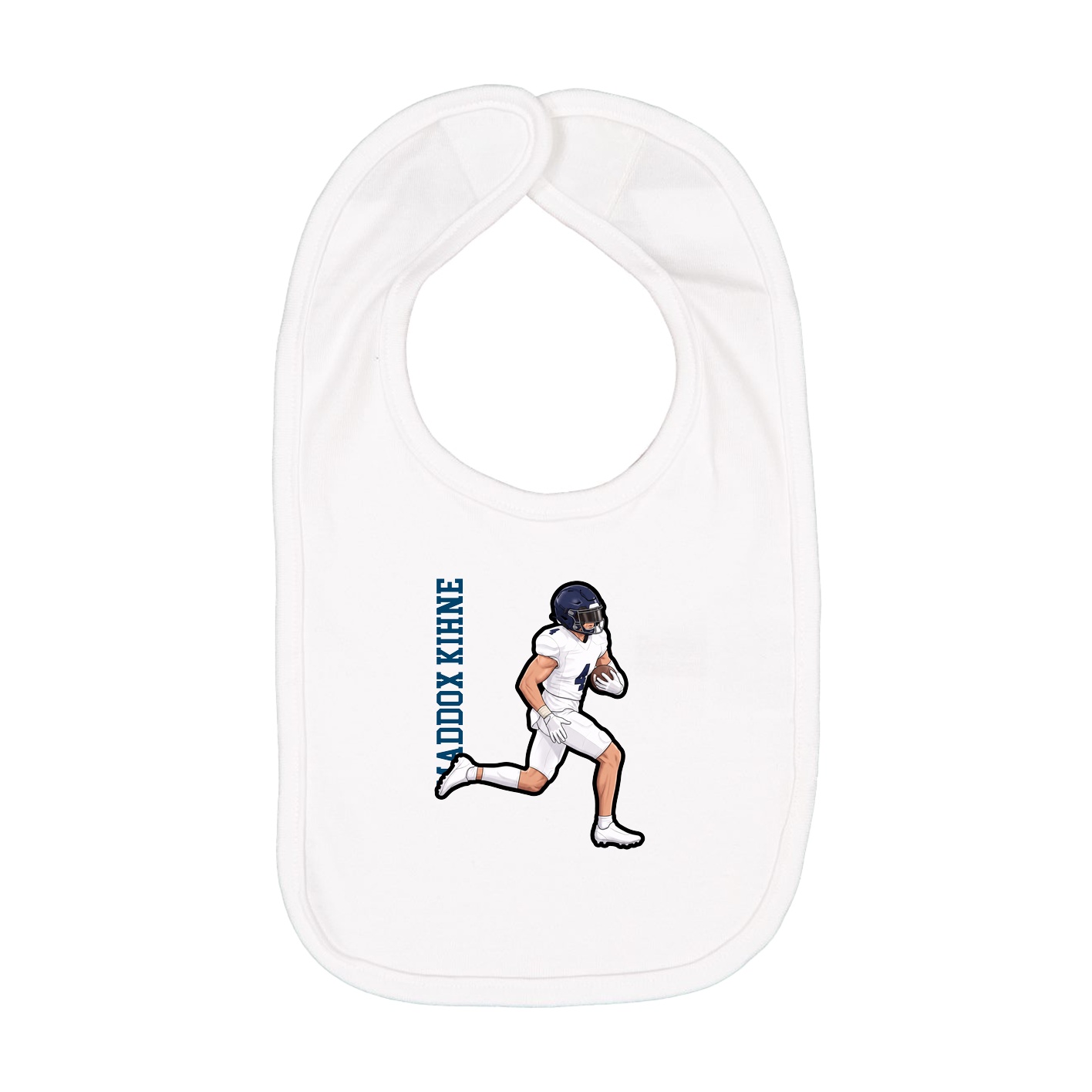 Infant Bib — Name Vertical in White