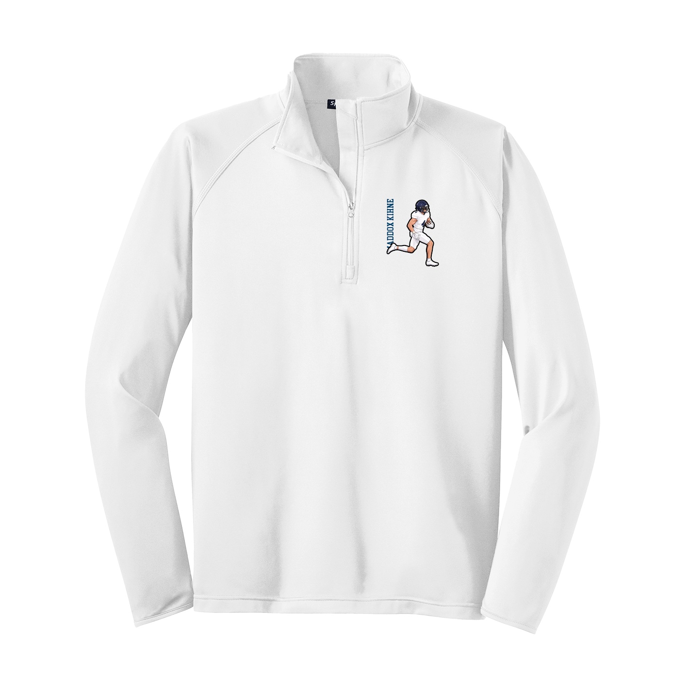 Q-Zip Pullover — Name Vertical in White