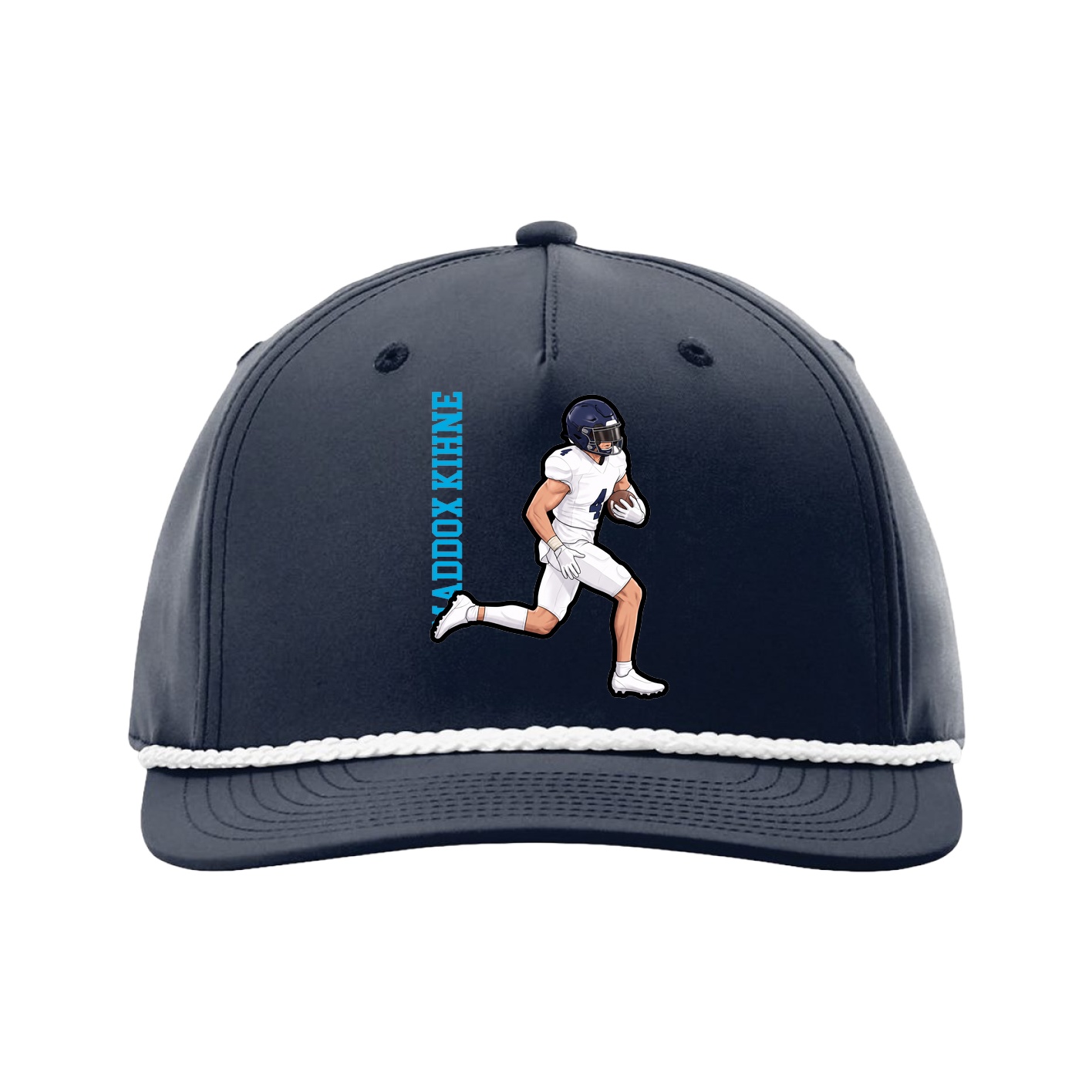 Five-Panel Classic Rope Cap — Name Vertical in Navy