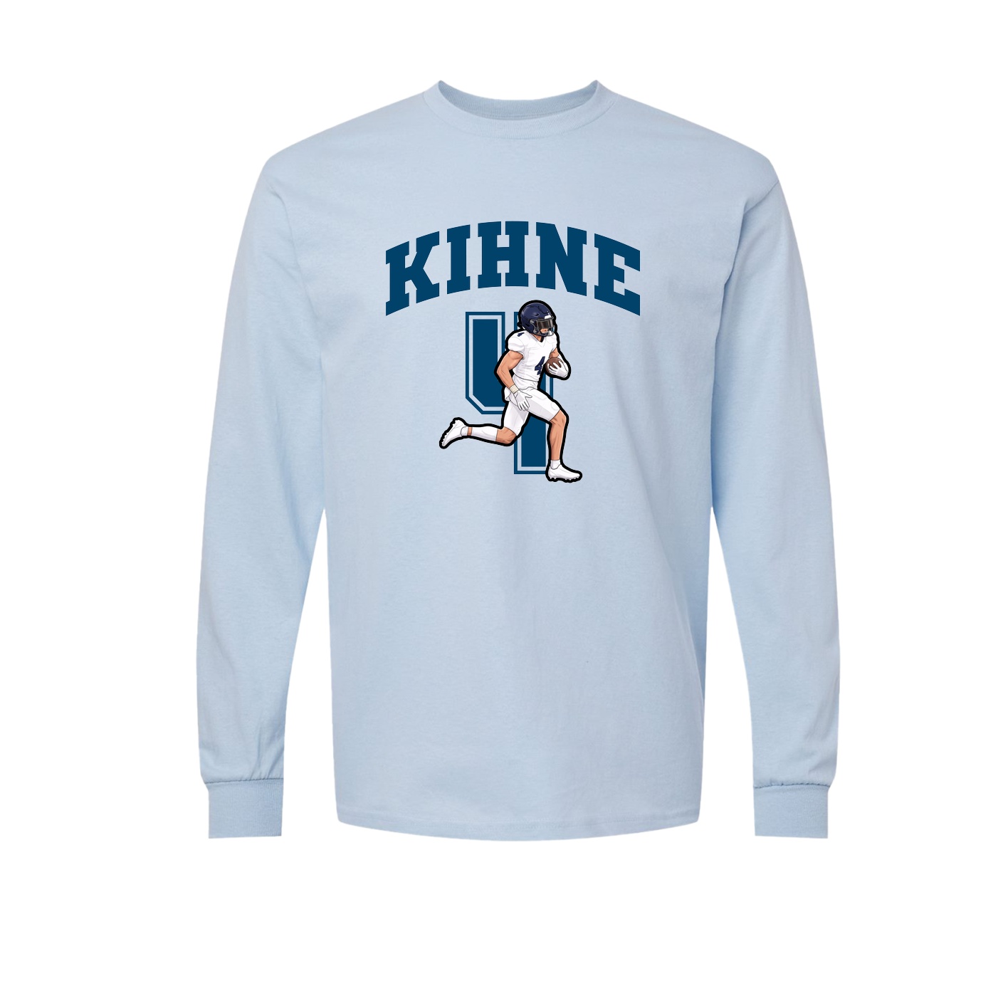Long Sleeve Tee — Number in Light Blue