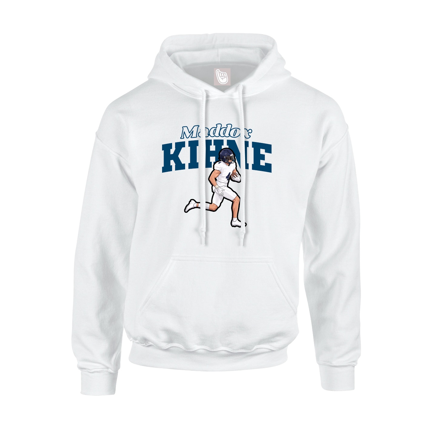 Youth Hoodie — Name Arch in White