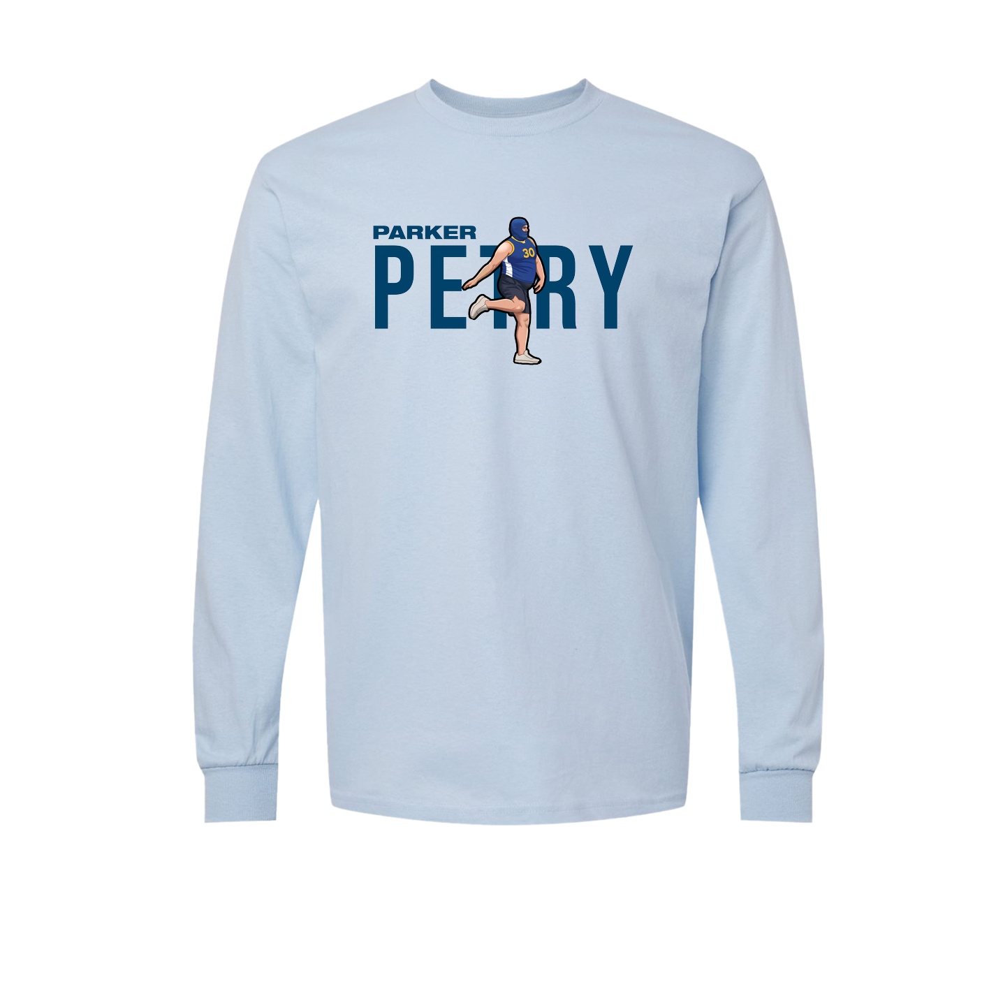 Long Sleeve Tee — Player Name in Light Blue