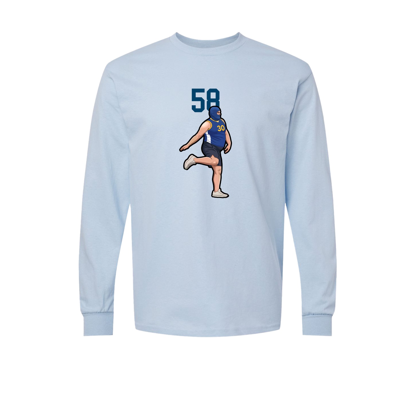 Long Sleeve Tee — Number Top in Light Blue
