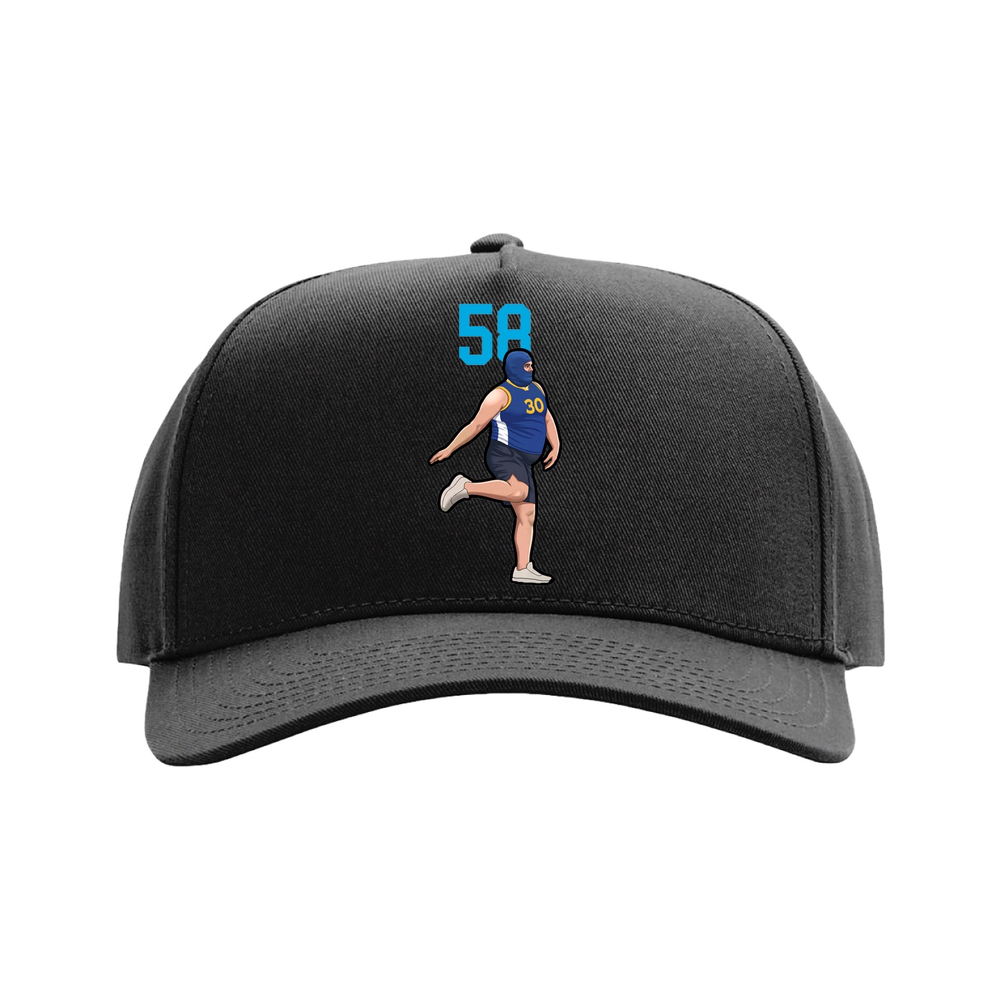 Full Fabric Five-Panel Champ Cap — Number Top in Black