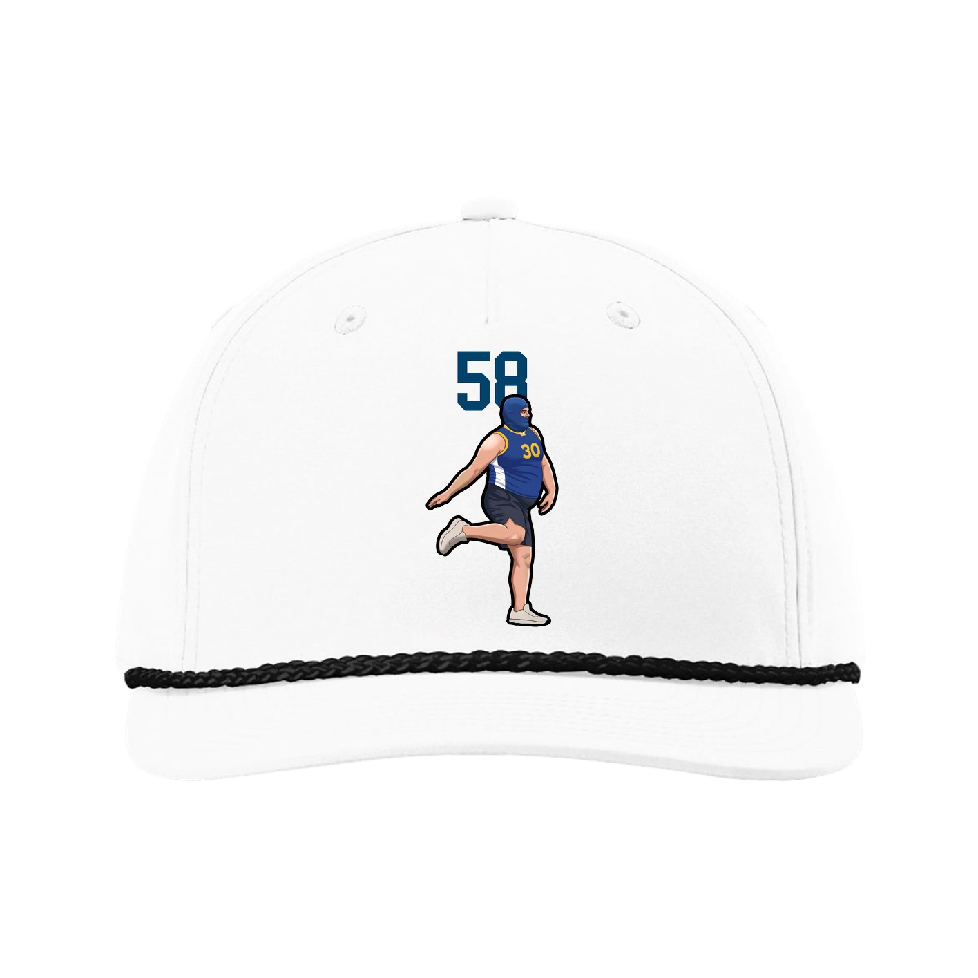 Five-Panel Classic Rope Cap — Number Top in White
