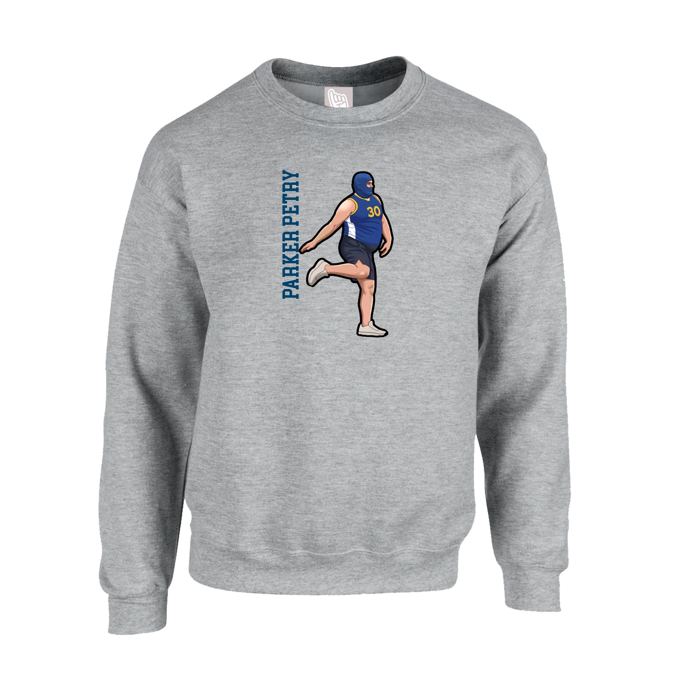 Fleece Crew — Name Vertical in Grey