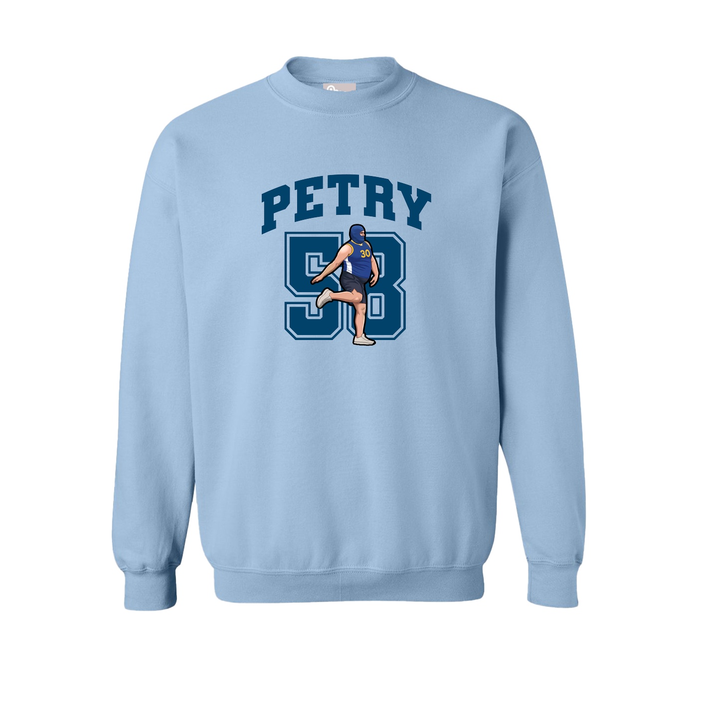 Fleece Crew — Number in Light Blue