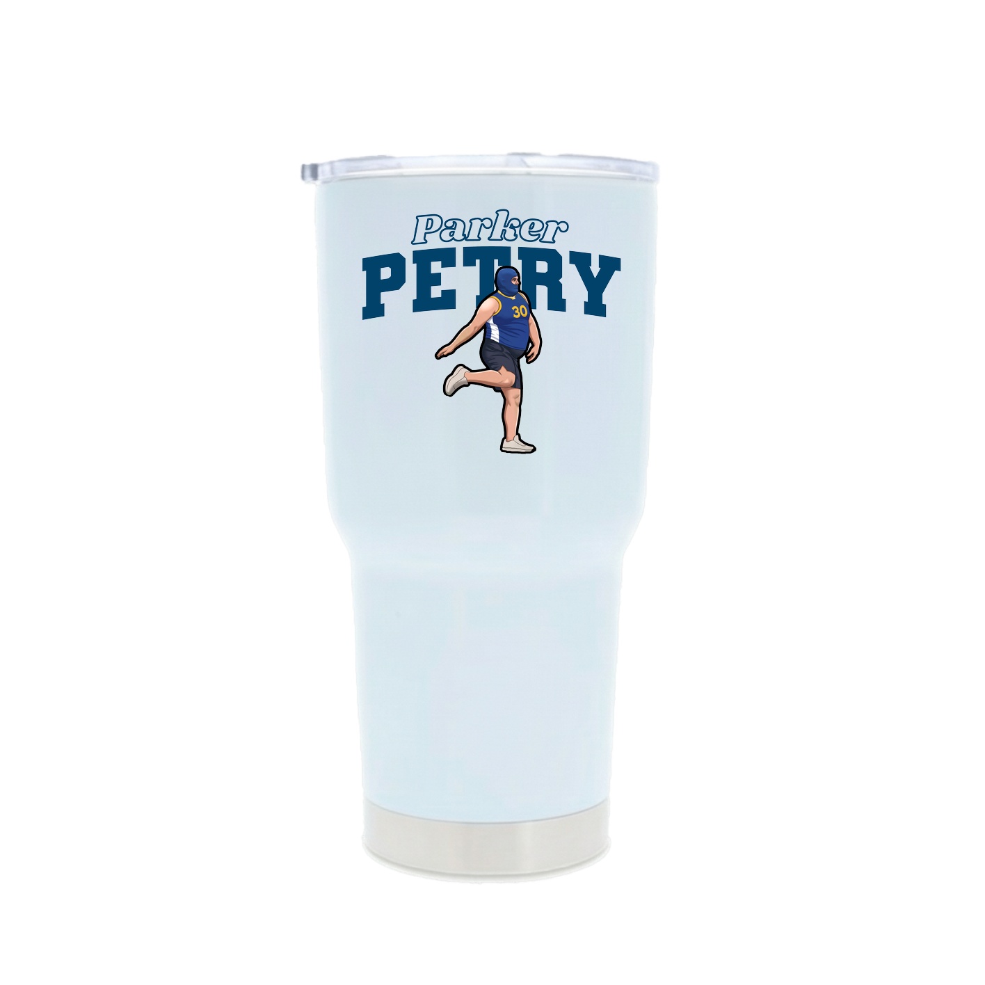 30oz Stainless Steel Tumbler — Name Arch in White