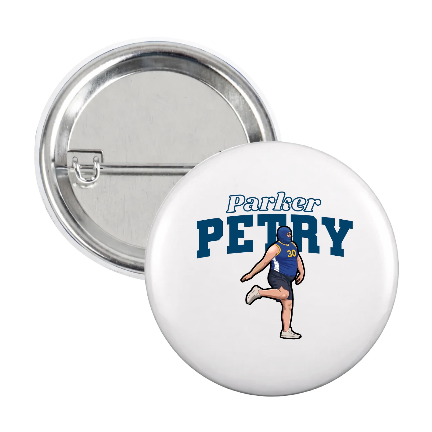 Game Day Button — Name Arch in White