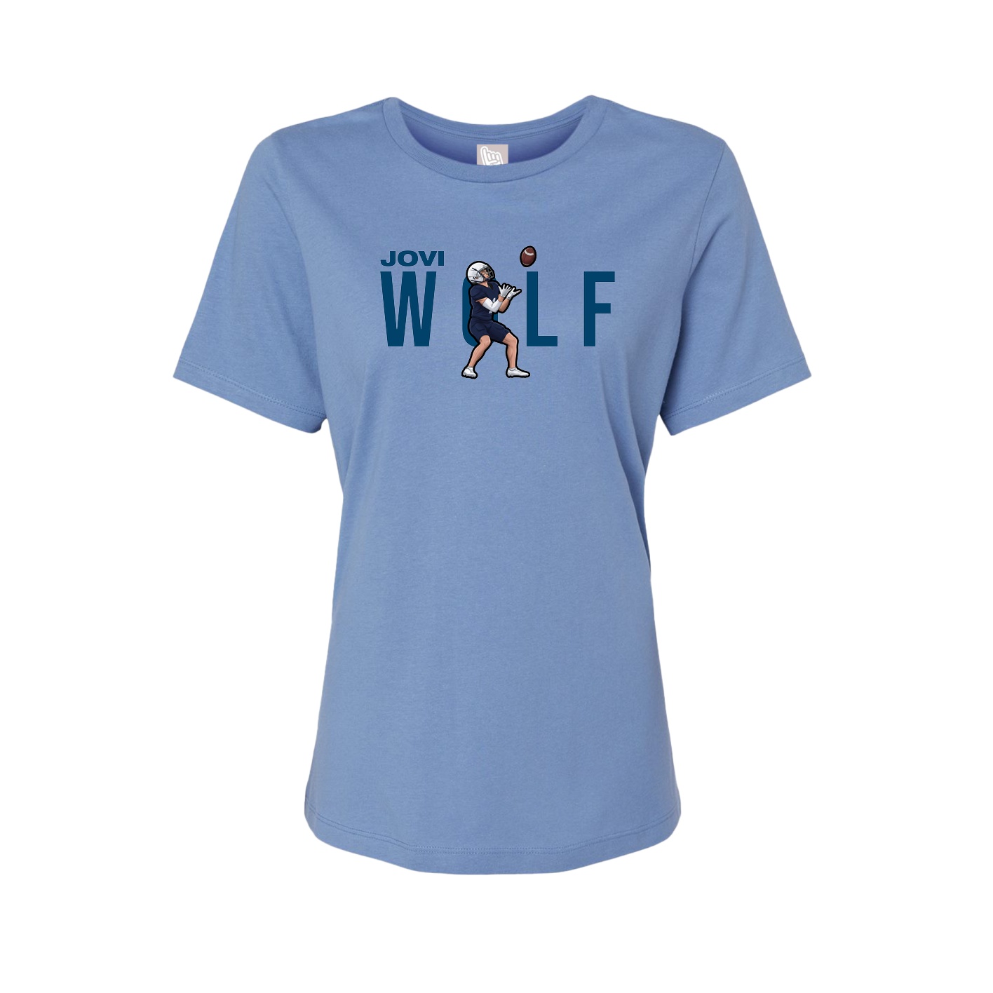 Fitted Women's Tee — Player Name in Powder Blue