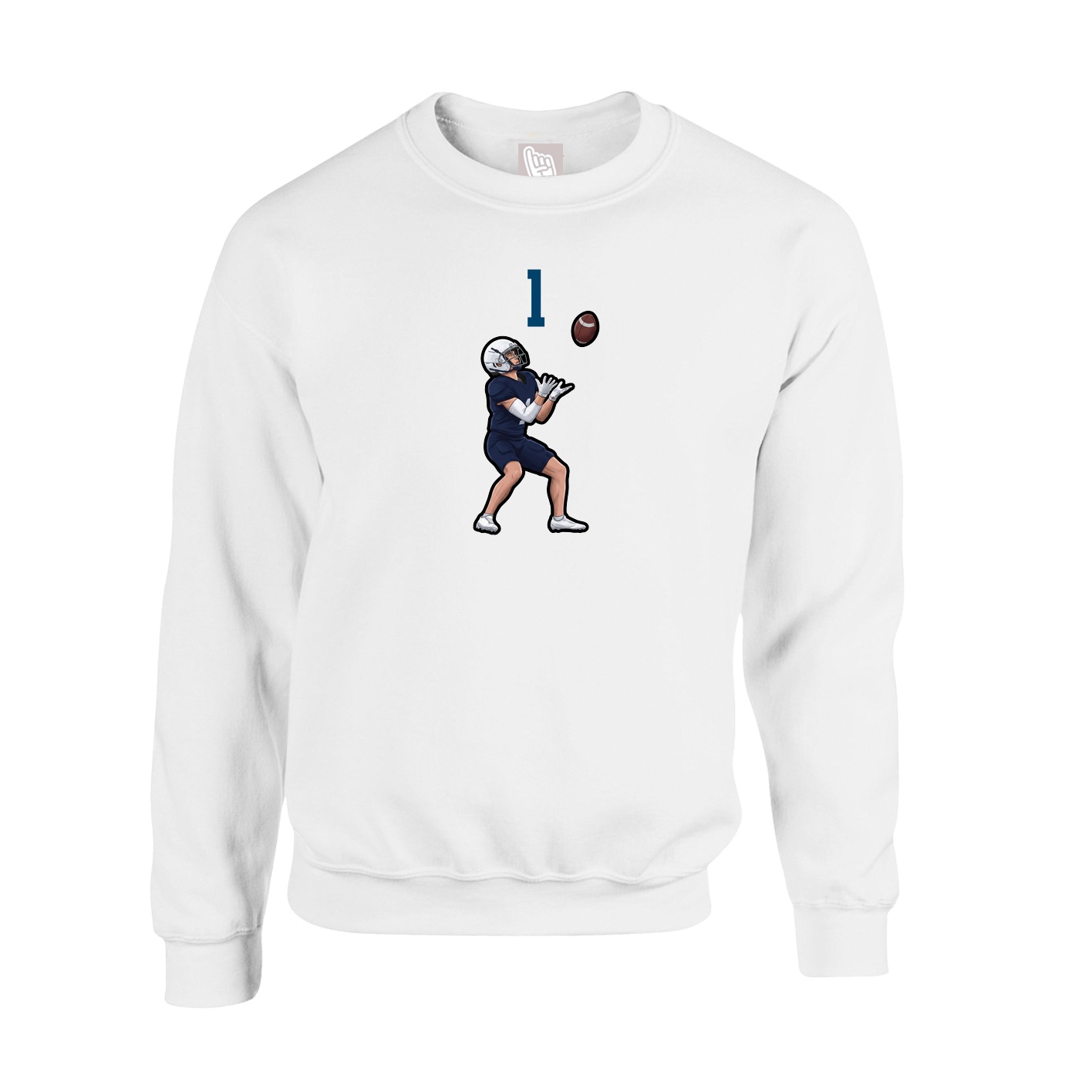 Fleece Crew — Number Top in White