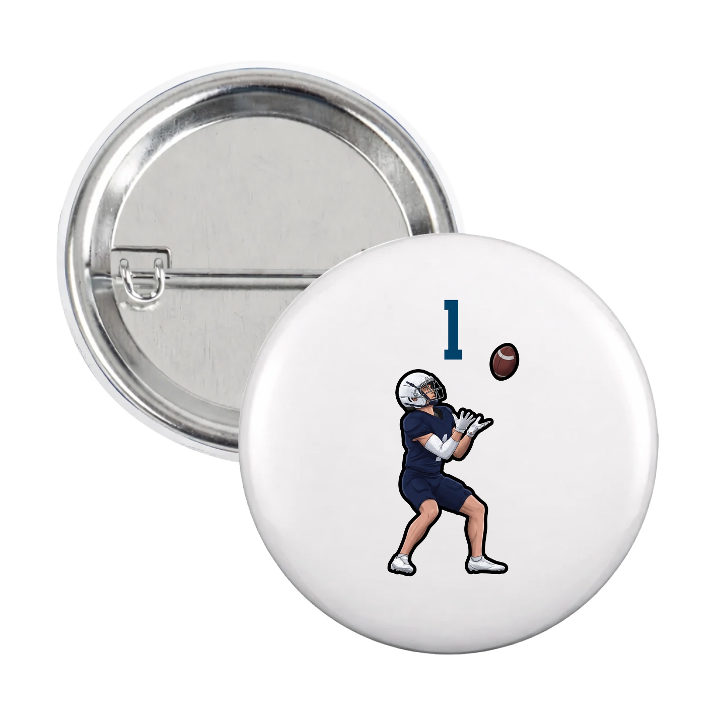 Game Day Button — Number Top in White
