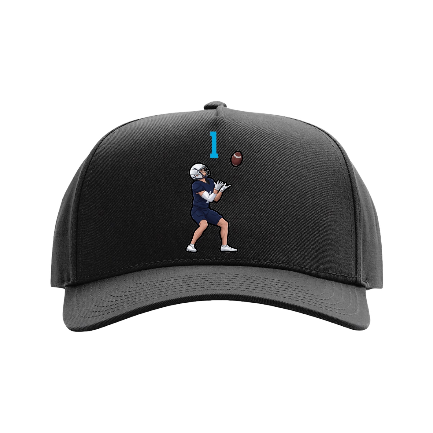 Full Fabric Five-Panel Champ Cap — Number Top in Black