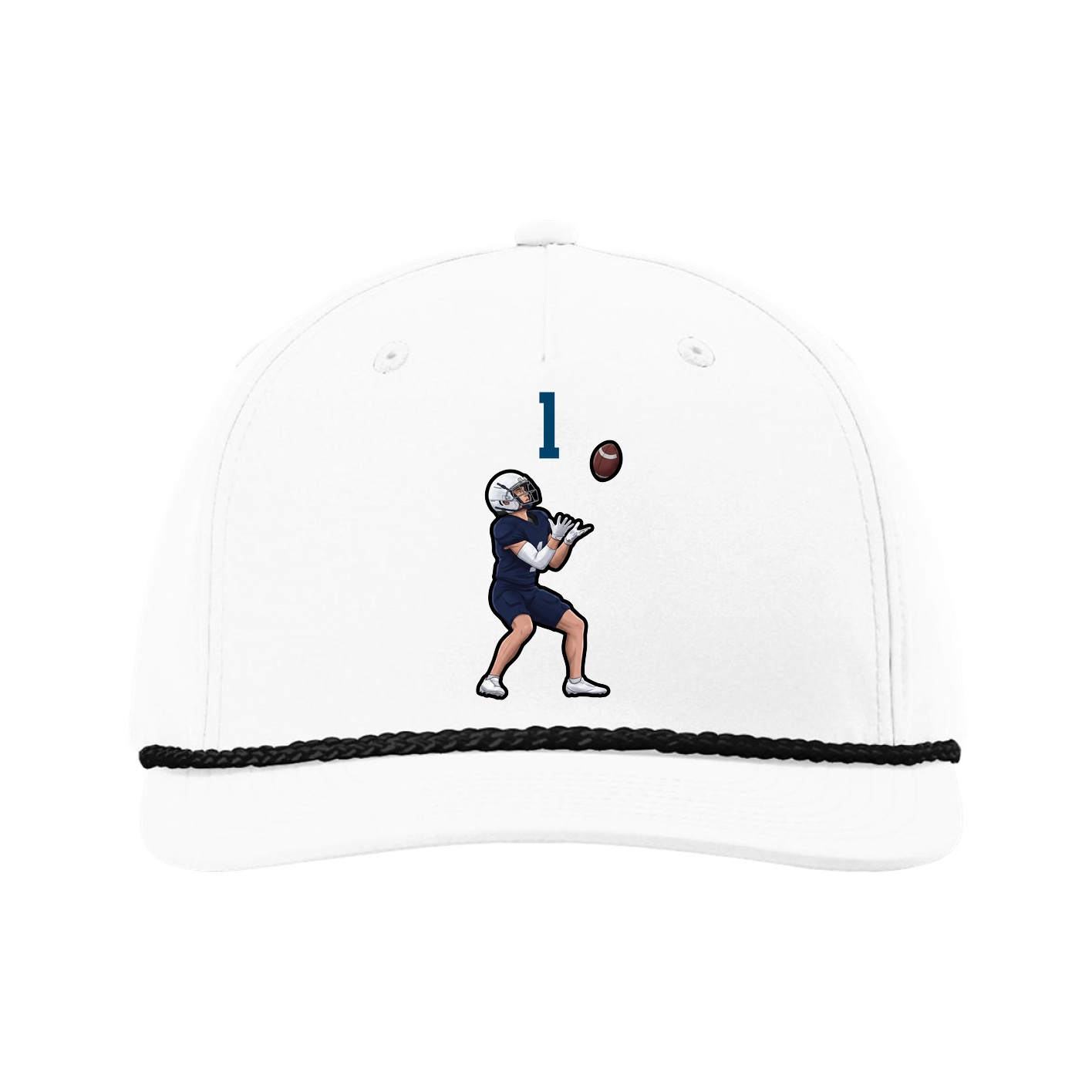 Five-Panel Classic Rope Cap — Number Top in White