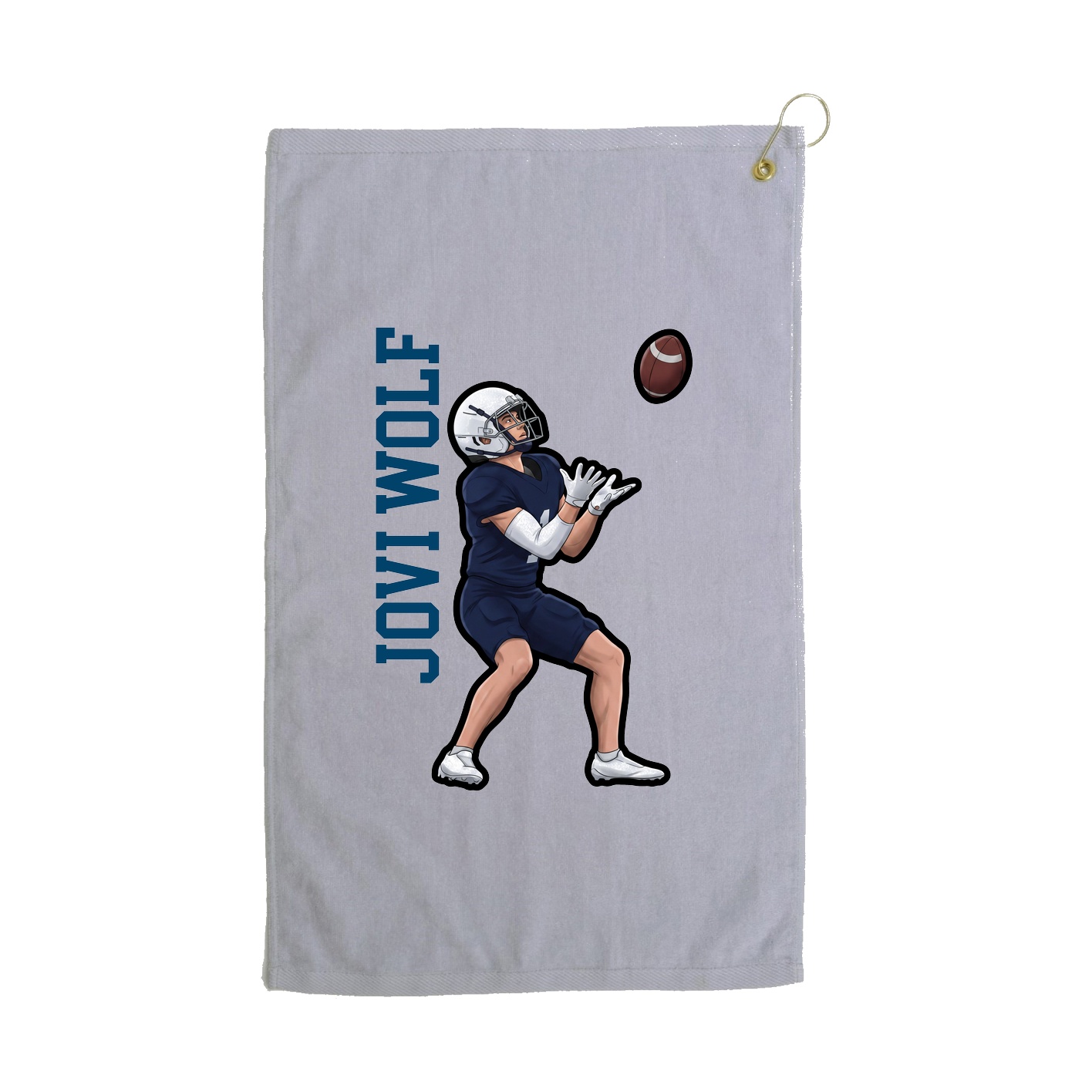 Golf Towel — Name Vertical in Grey