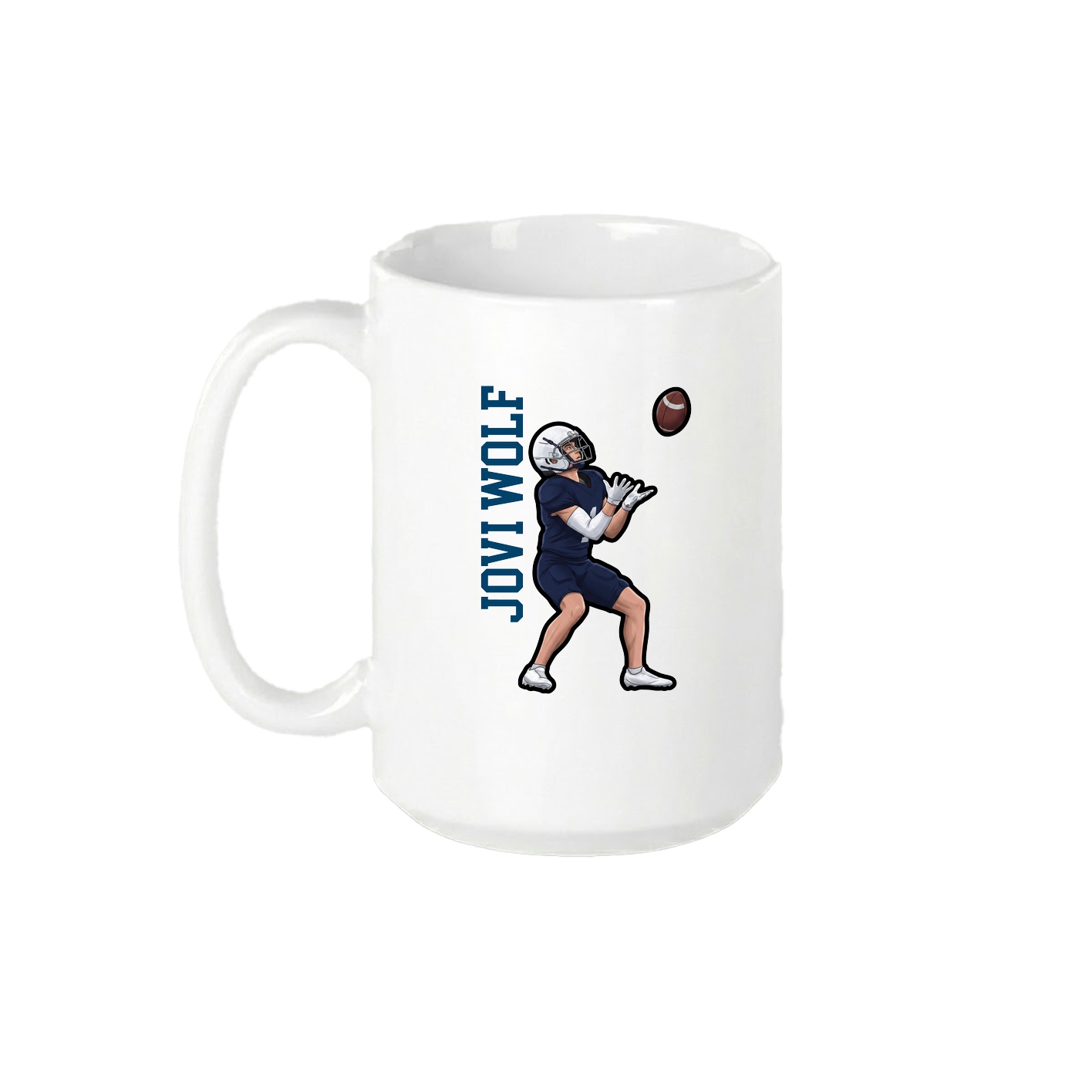 15oz Coffee Mug — Name Vertical in White