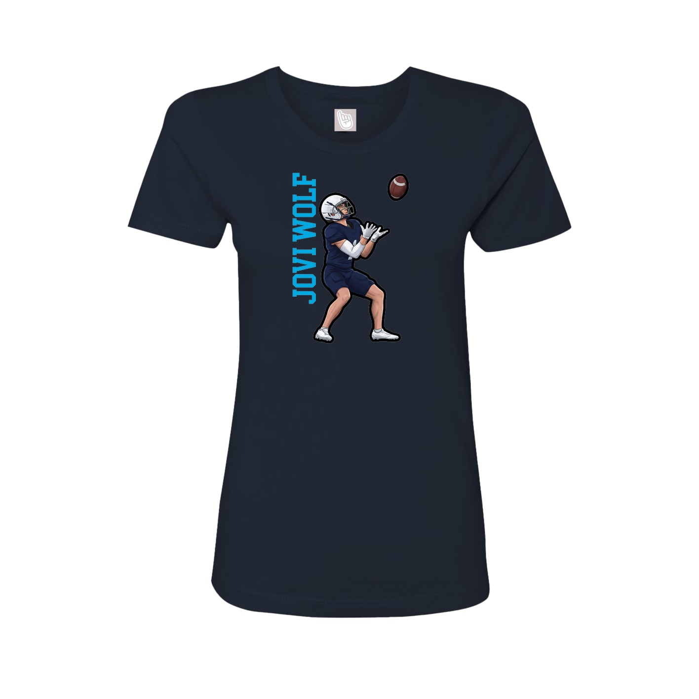 Fitted Women's Tee — Name Vertical in Navy