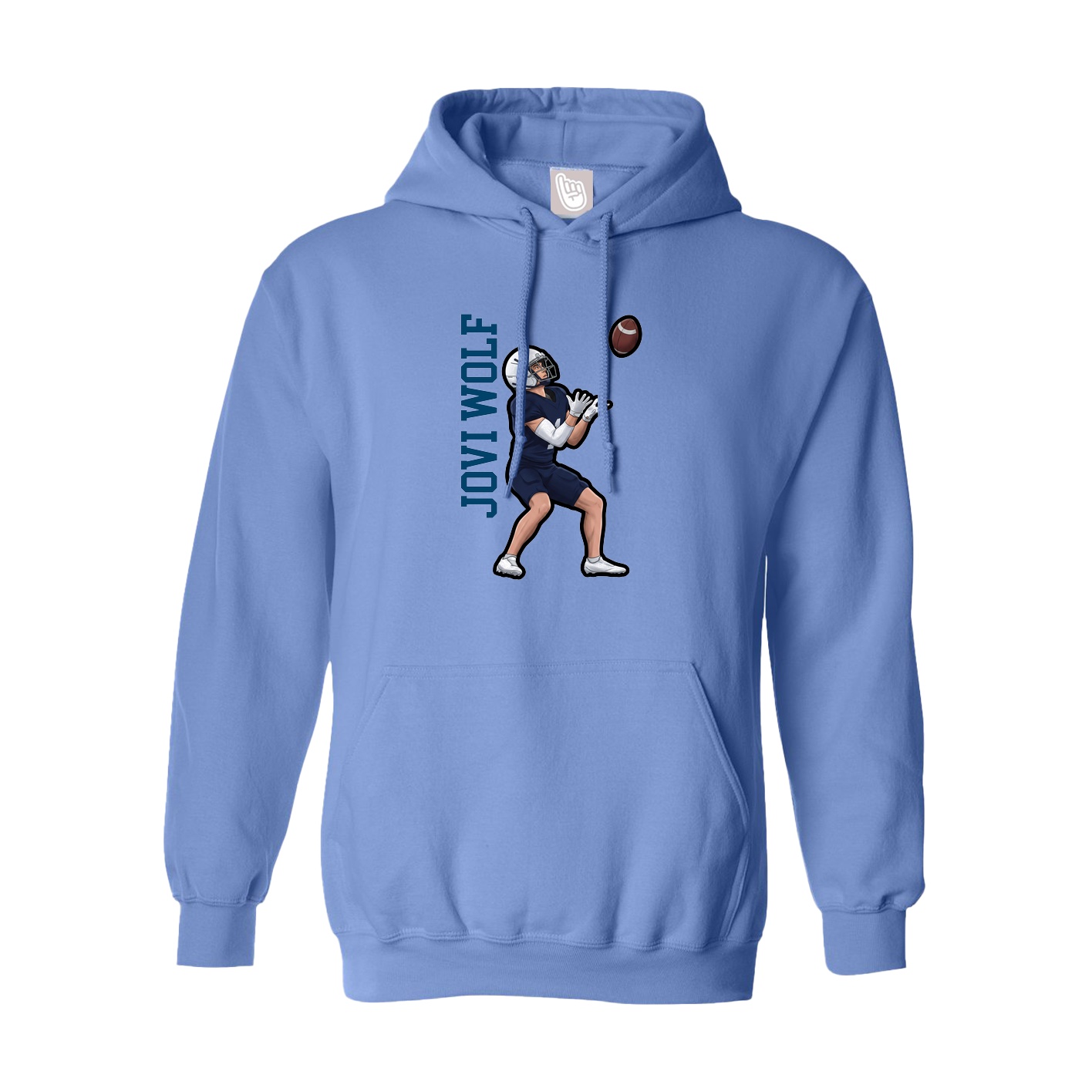 Youth Hoodie — Name Vertical in Powder Blue