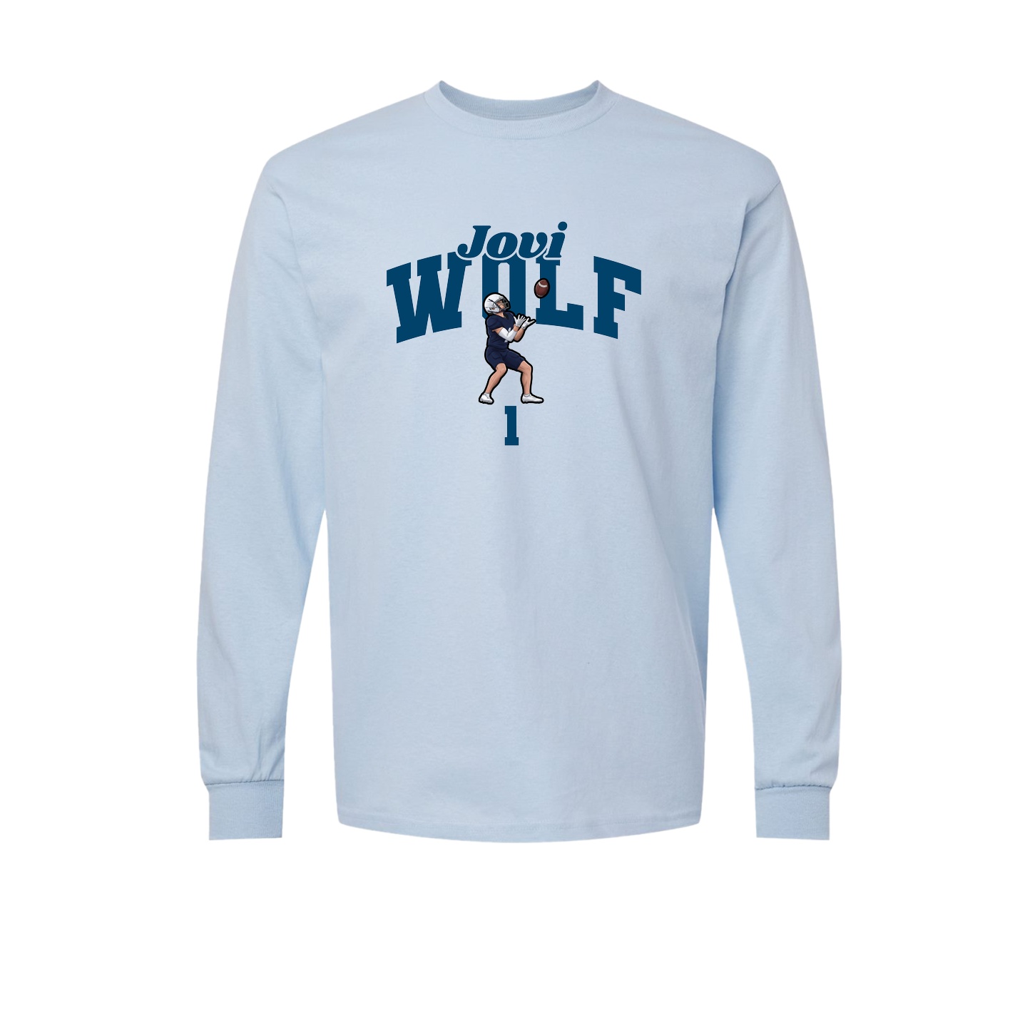 Long Sleeve Tee — Signature Arch in Light Blue