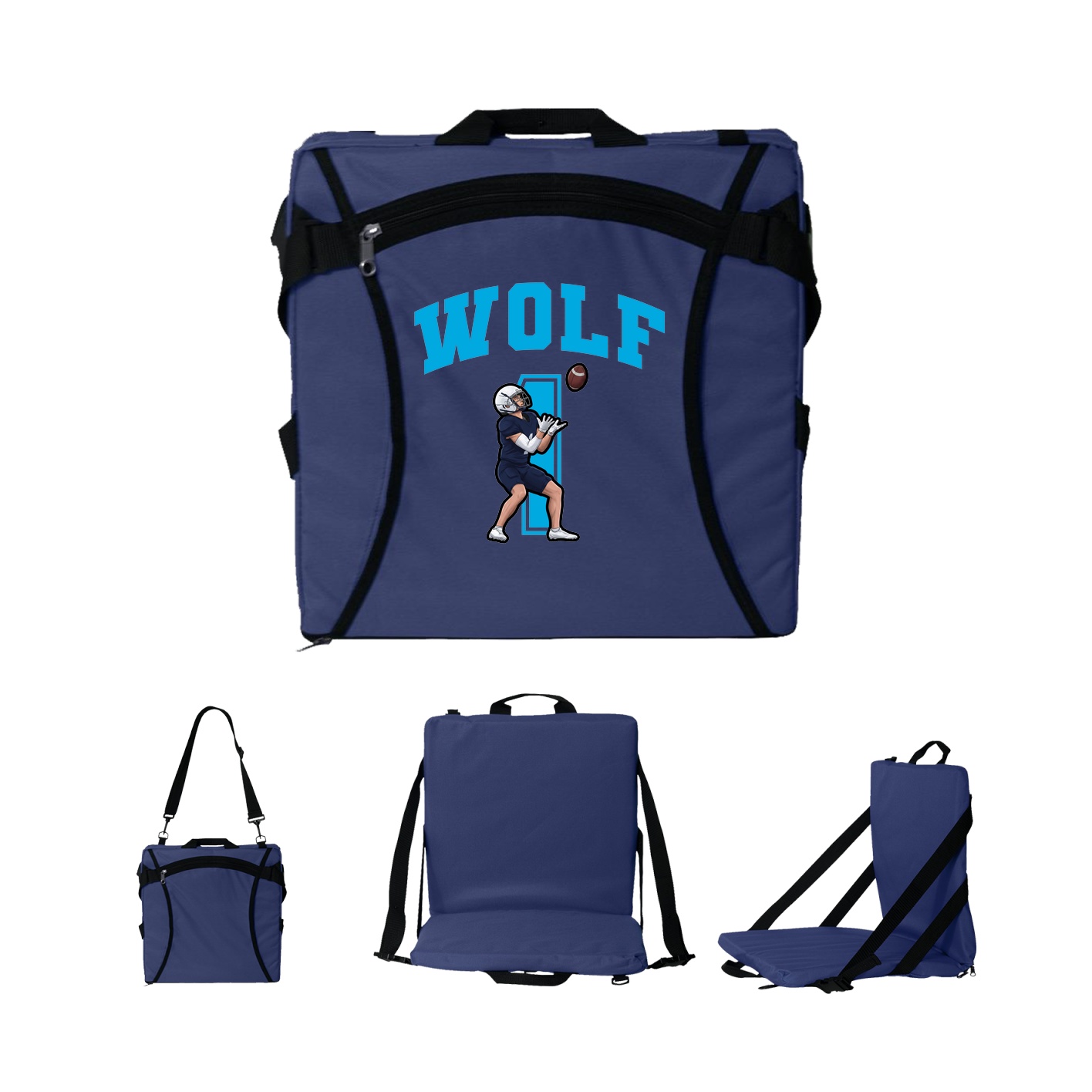 Folding Stadium Seat — Number in Navy