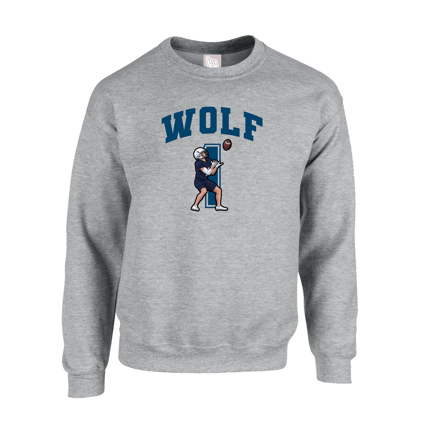 Fleece Crew — Number in Grey