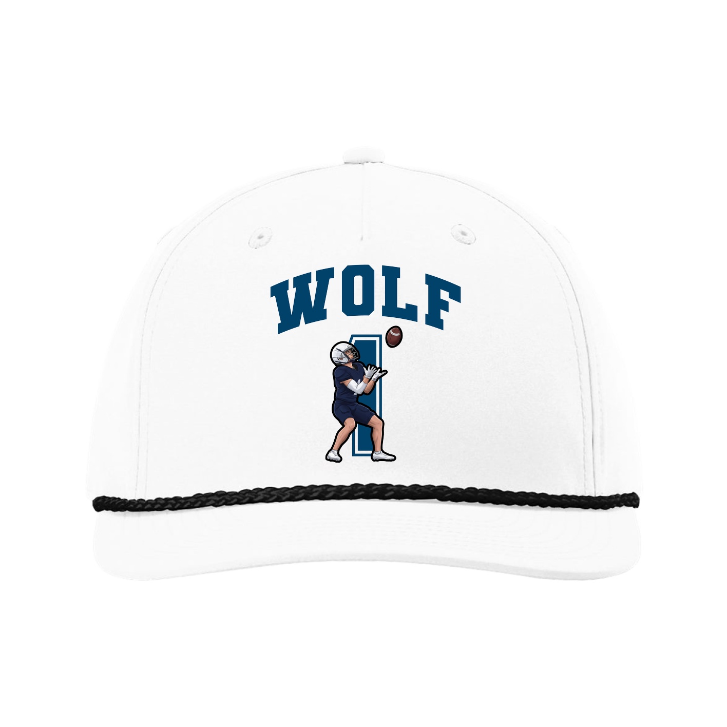 Five-Panel Classic Rope Cap — Number in White