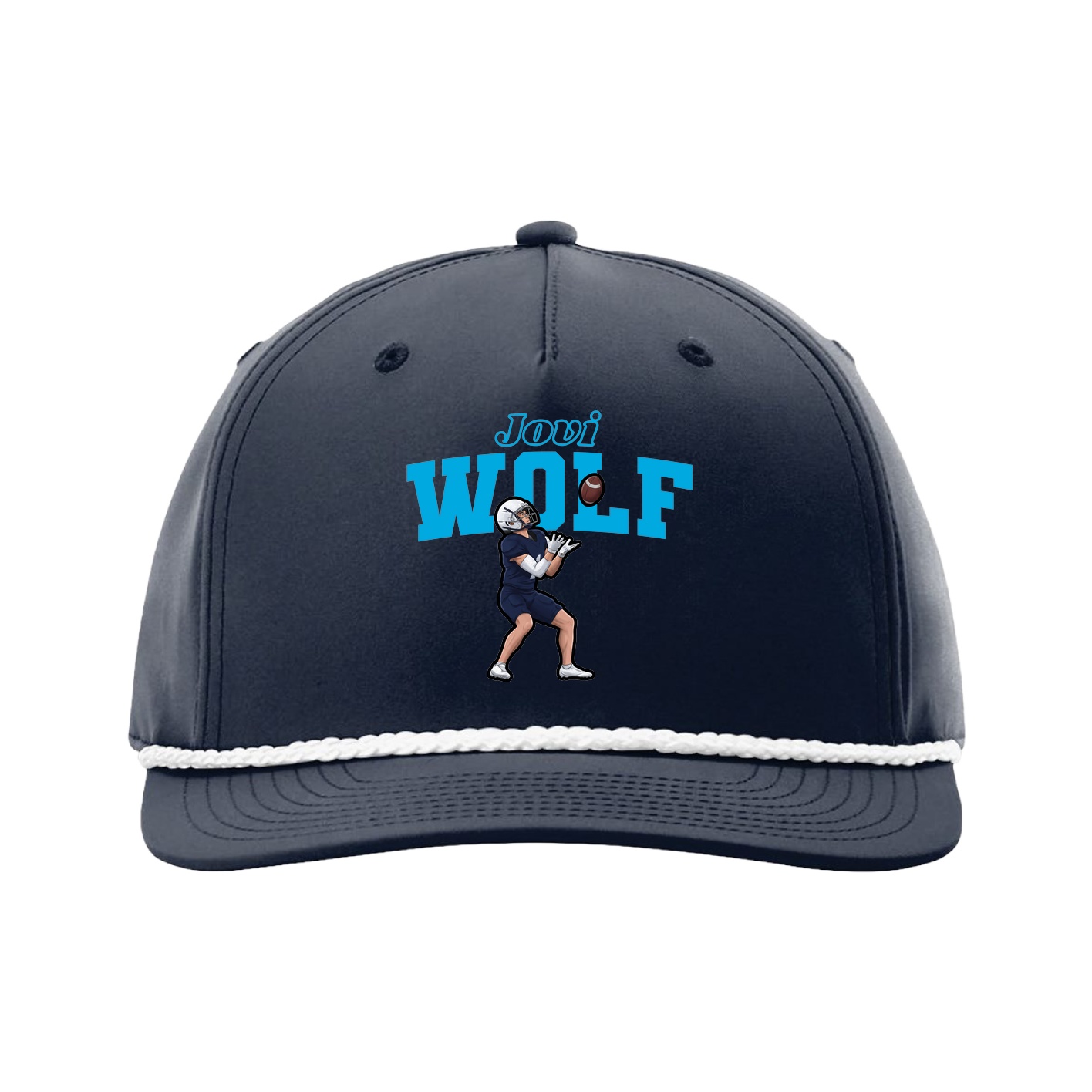Five-Panel Classic Rope Cap — Name Arch in Navy