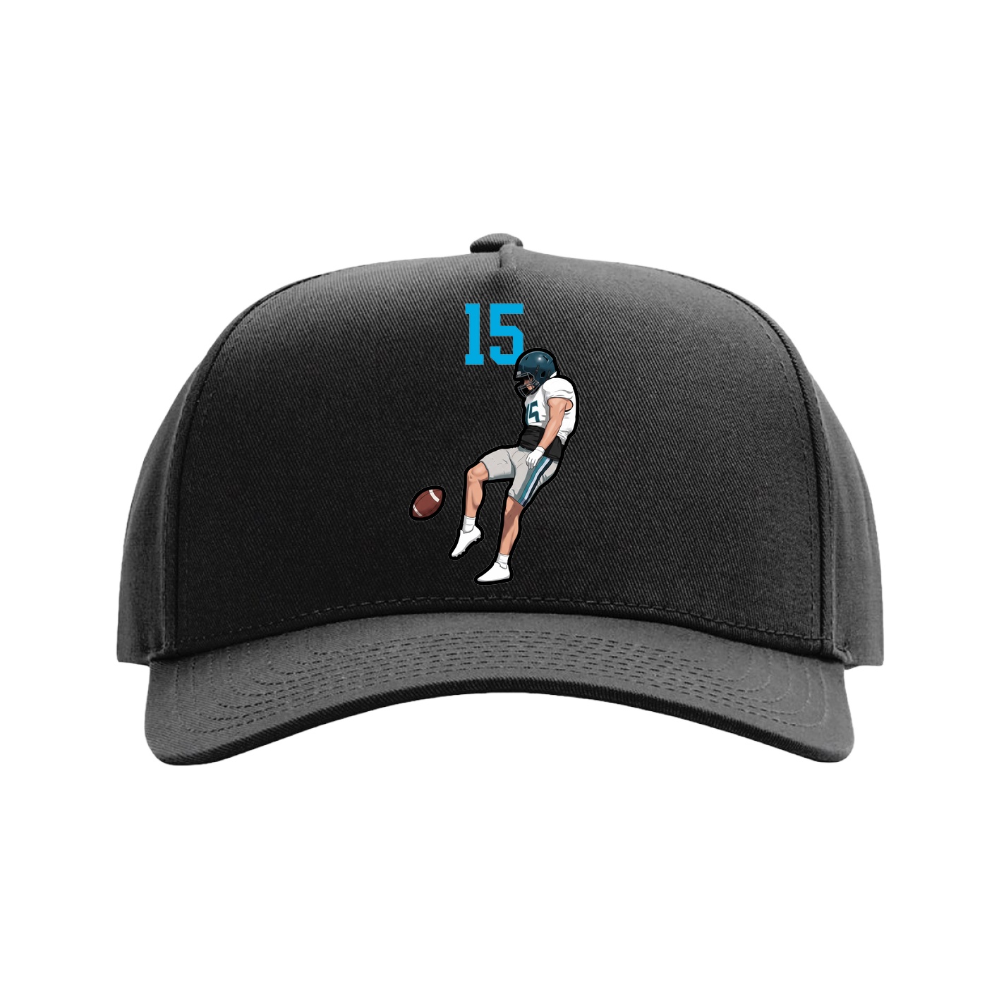 Full Fabric Five-Panel Champ Cap — Number Top in Black