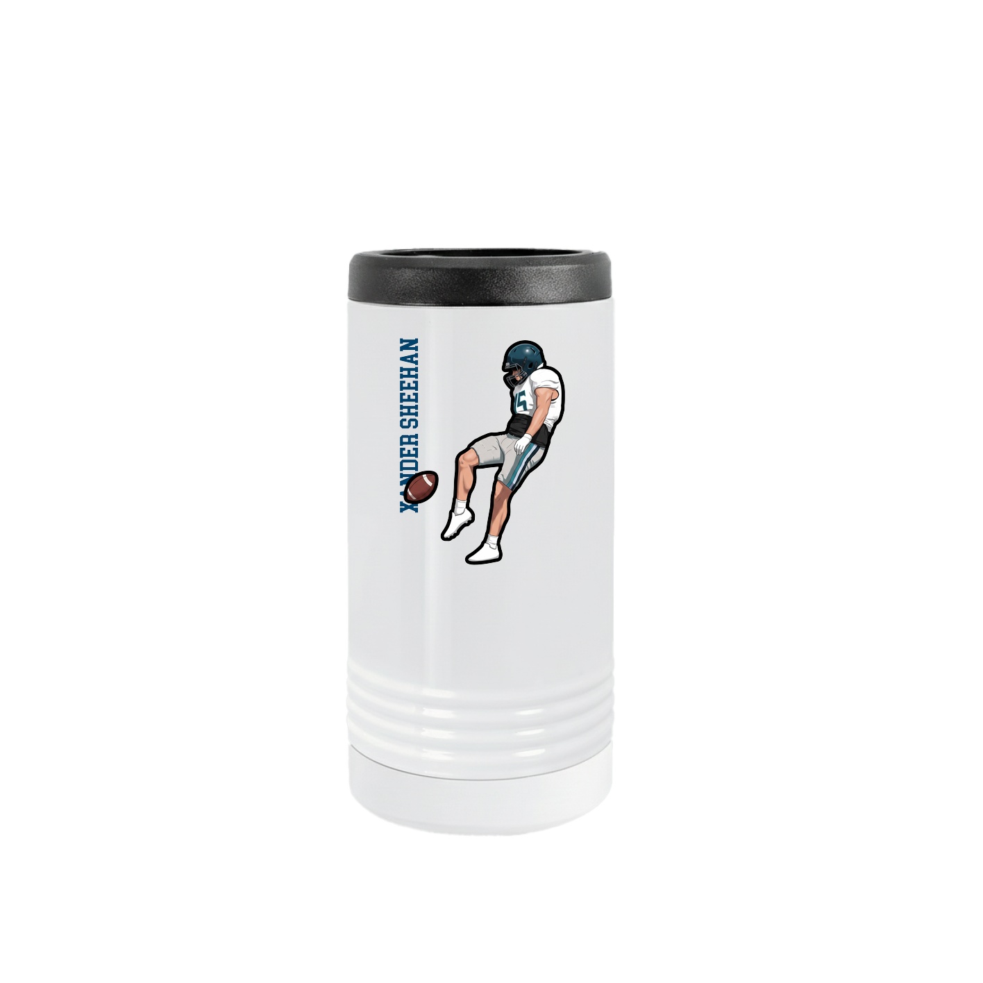 Slim Beverage Holder — Name Vertical in White