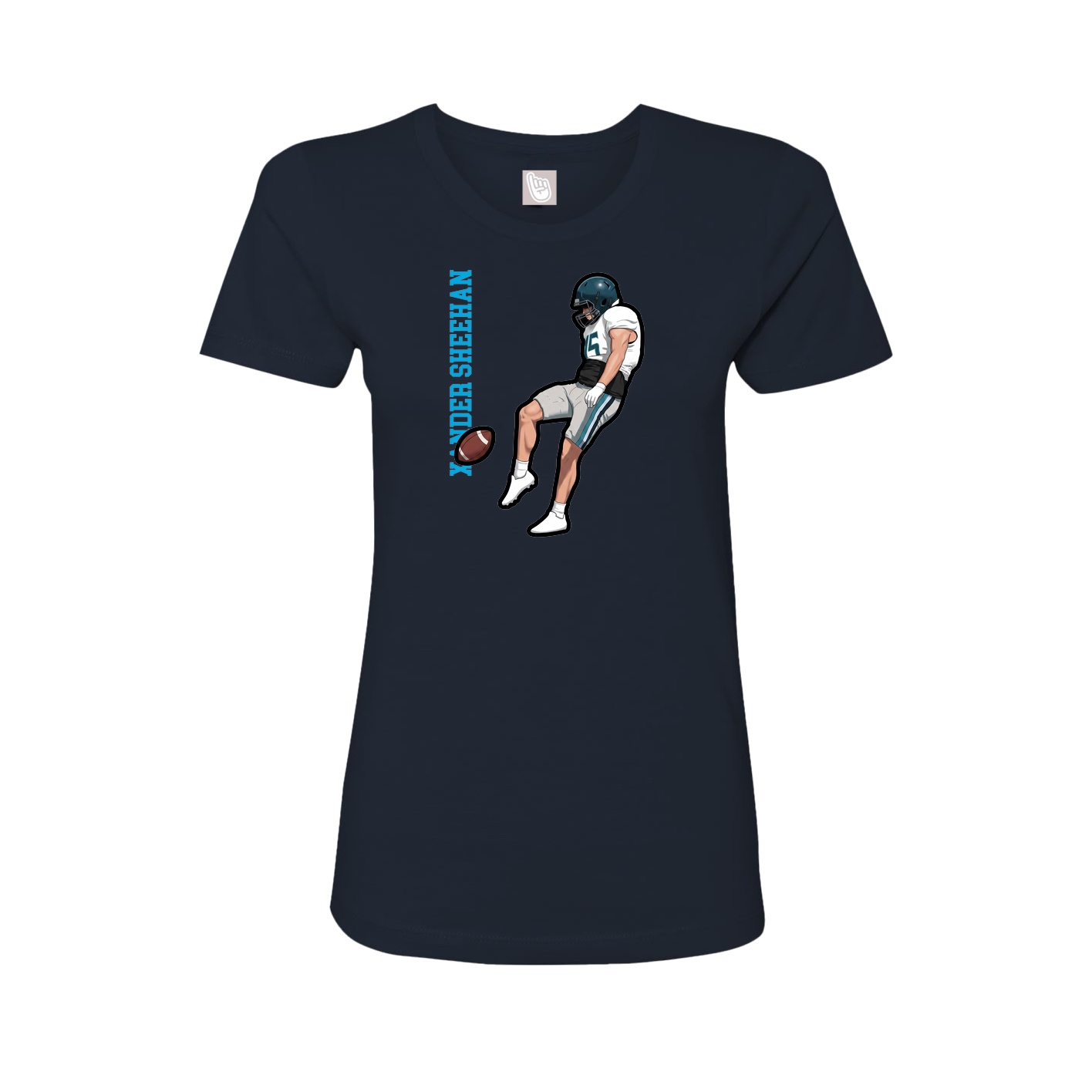 Fitted Women's Tee — Name Vertical in Navy