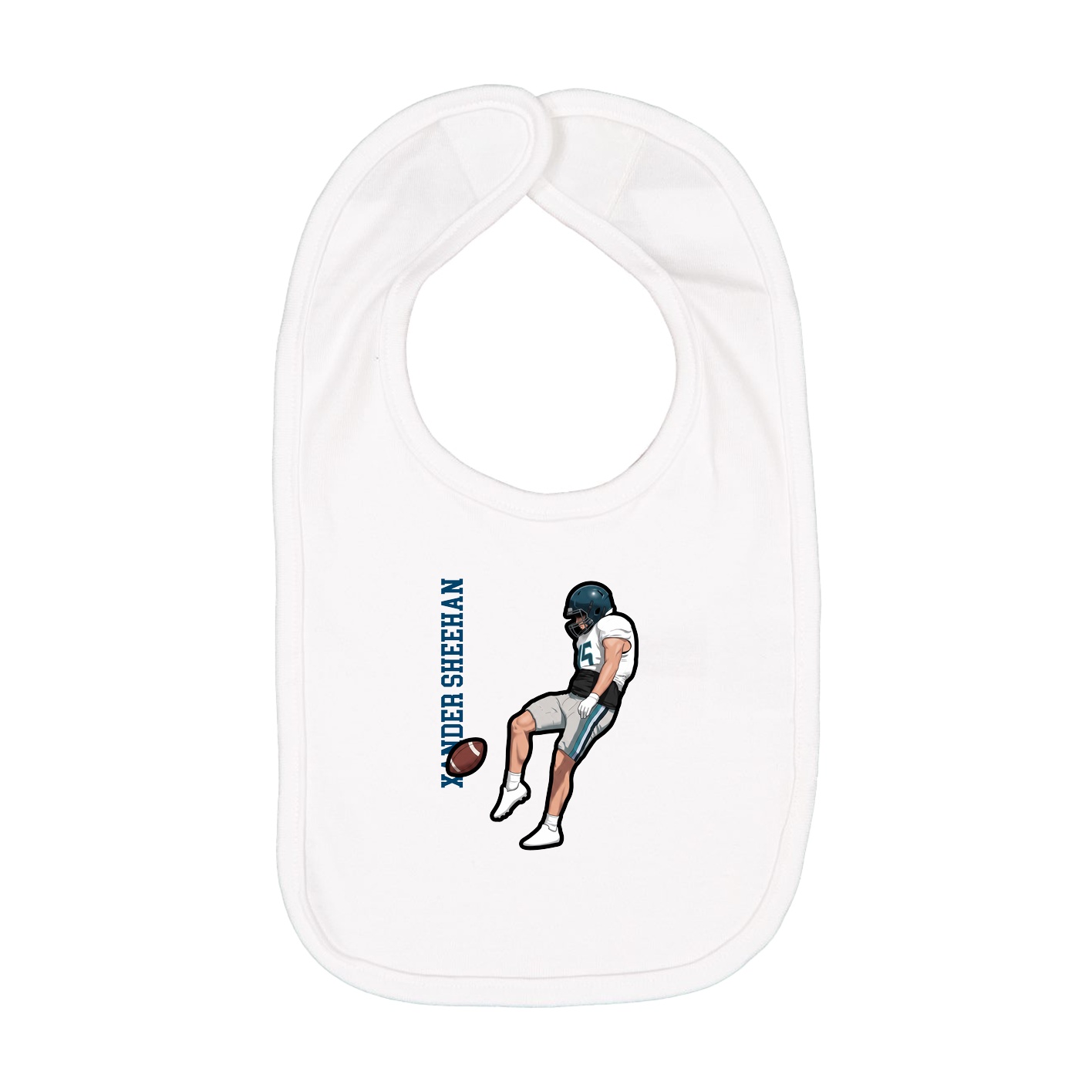 Infant Bib — Name Vertical in White