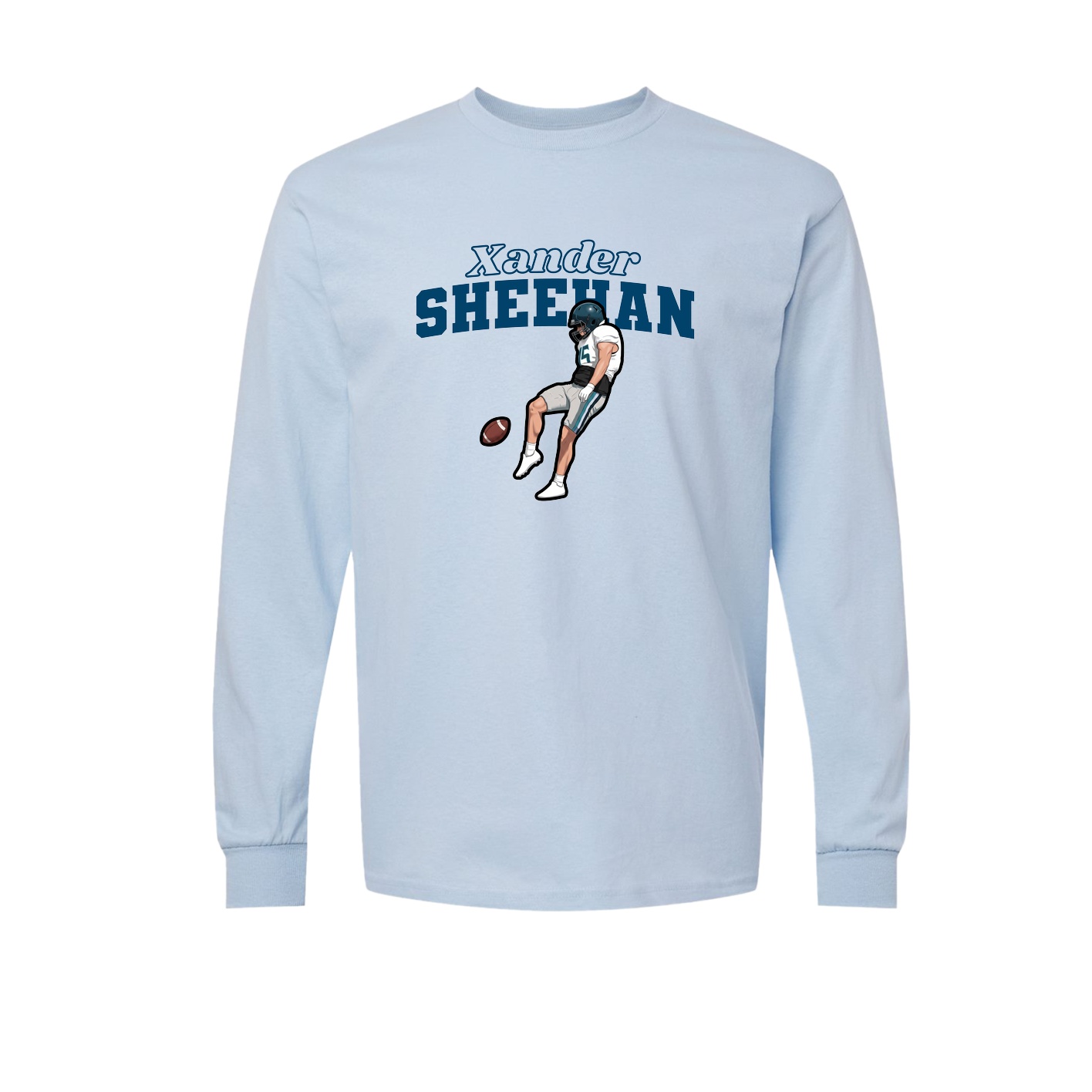 Long Sleeve Tee — Name Arch in Light Blue
