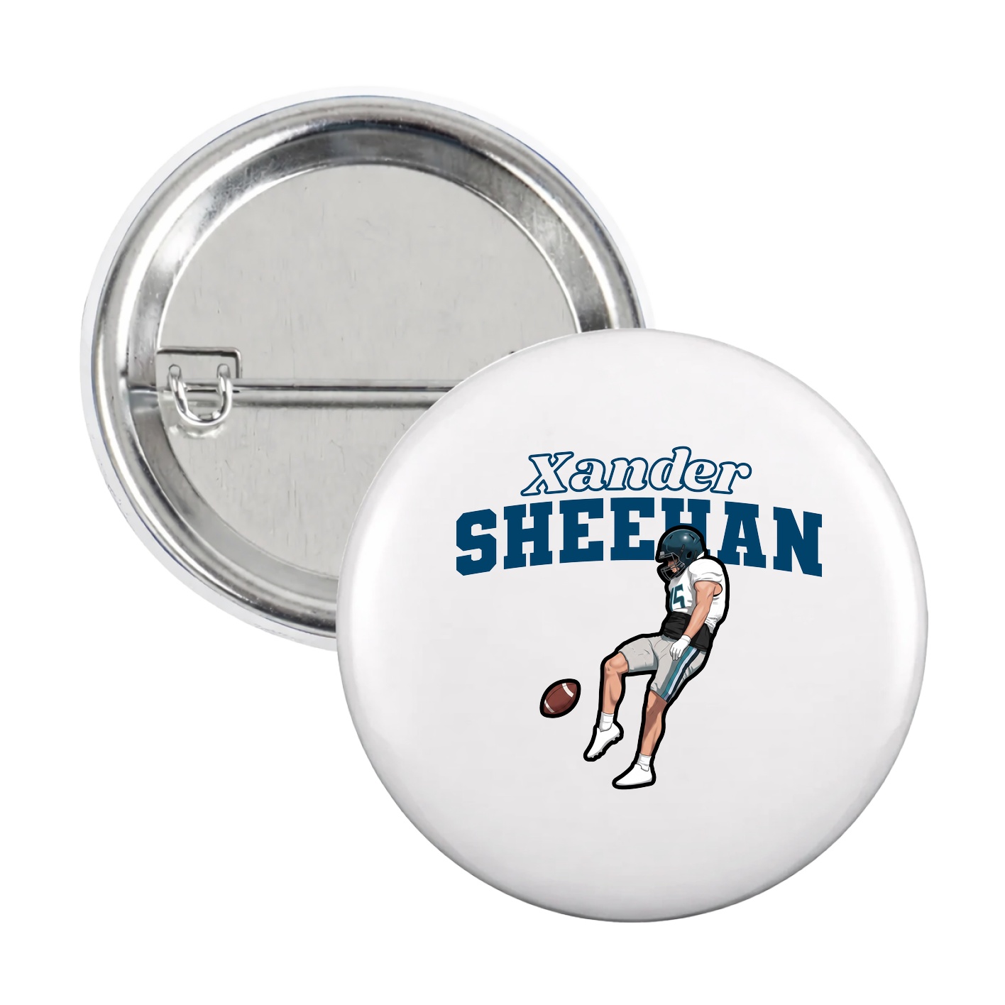 Game Day Button — Name Arch in White