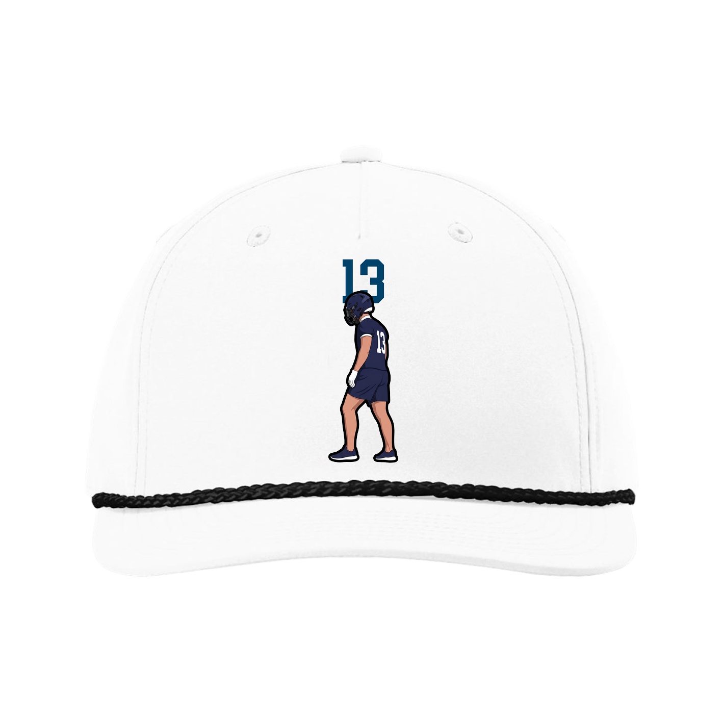 Five-Panel Classic Rope Cap — Number Top in White