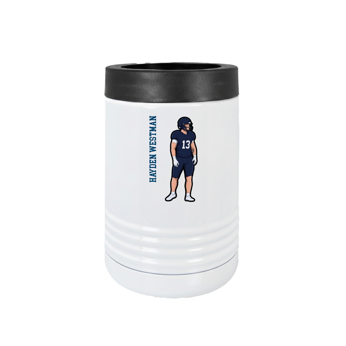 Beverage Holder — Name Vertical in White