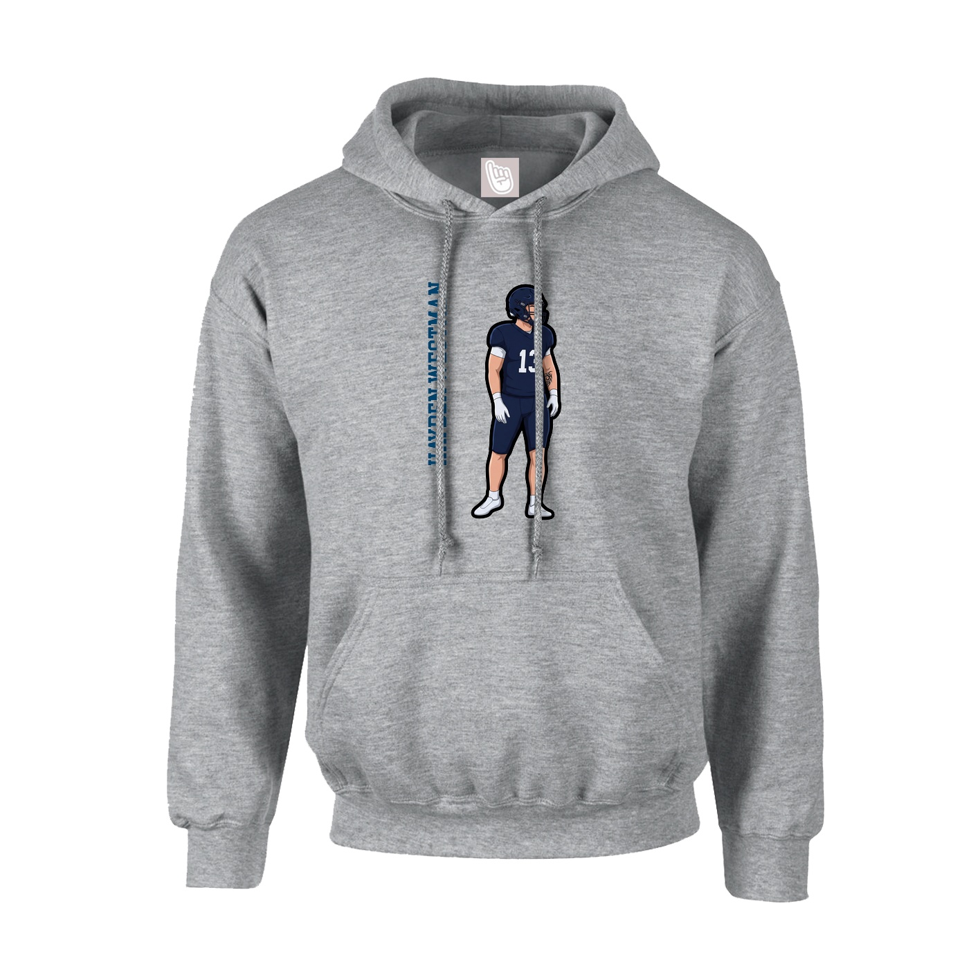 Hoodie — Name Vertical in Grey