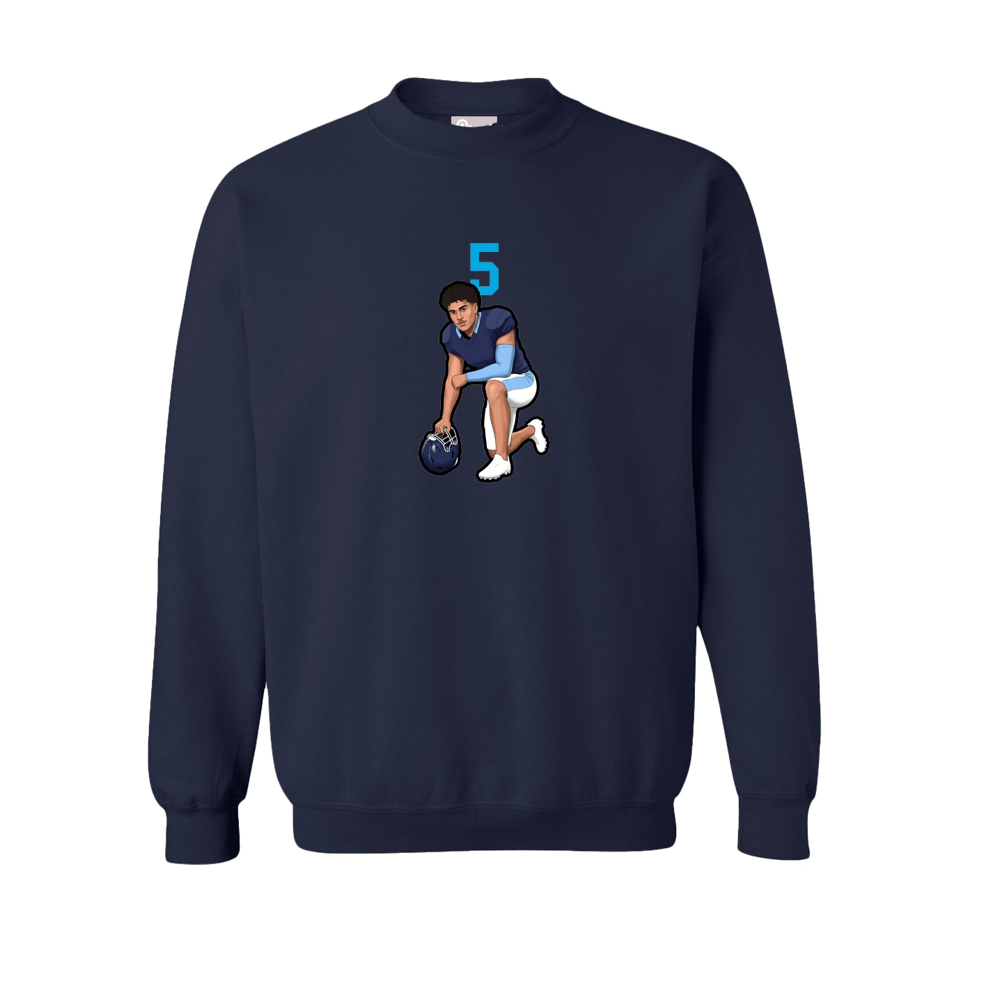 Fleece Crew — Number Top in Navy
