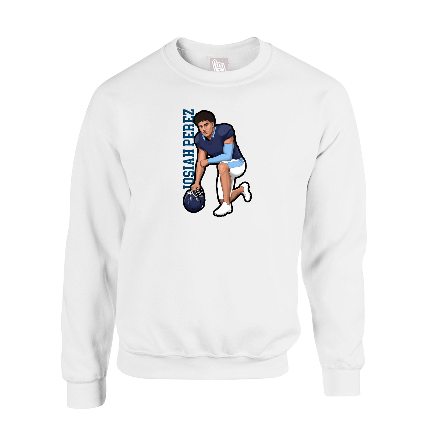 Fleece Crew — Name Vertical in White