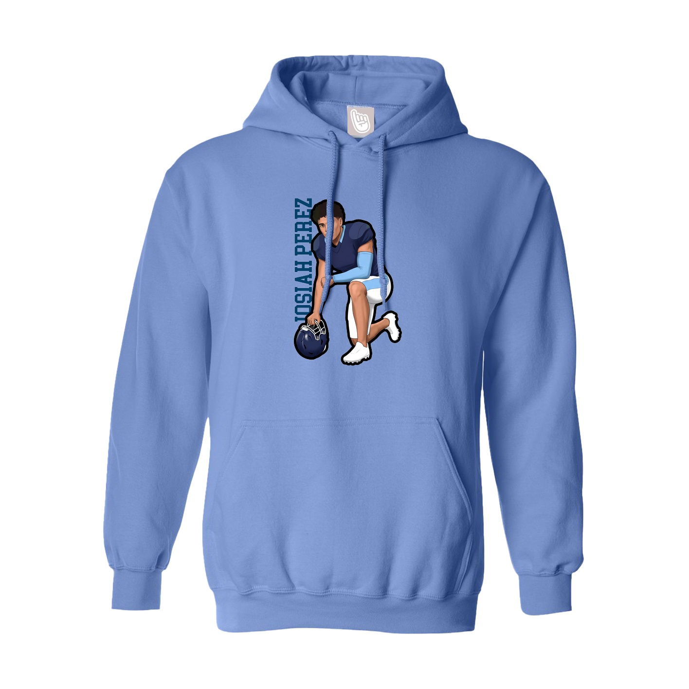 Youth Hoodie — Name Vertical in Powder Blue