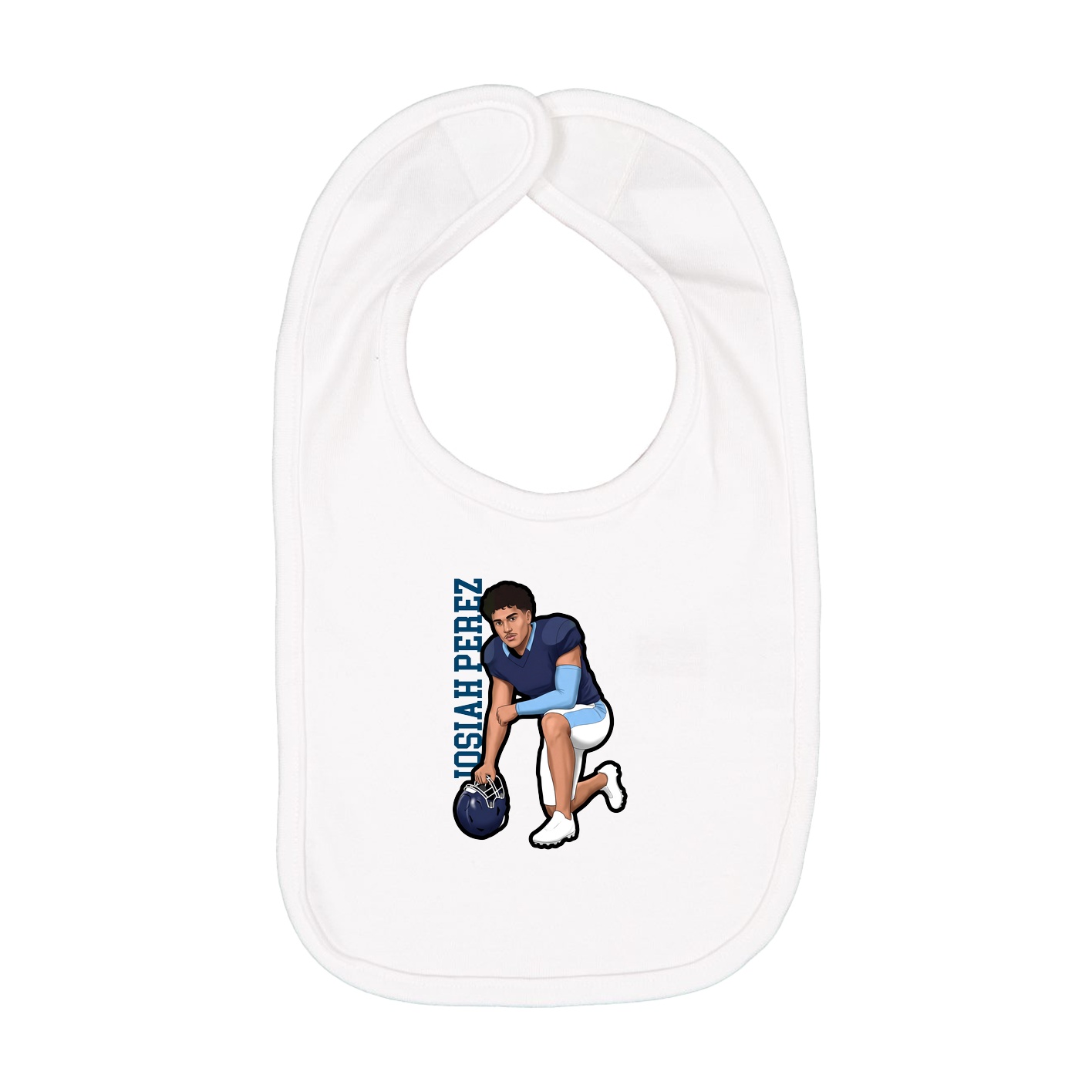 Infant Bib — Name Vertical in White