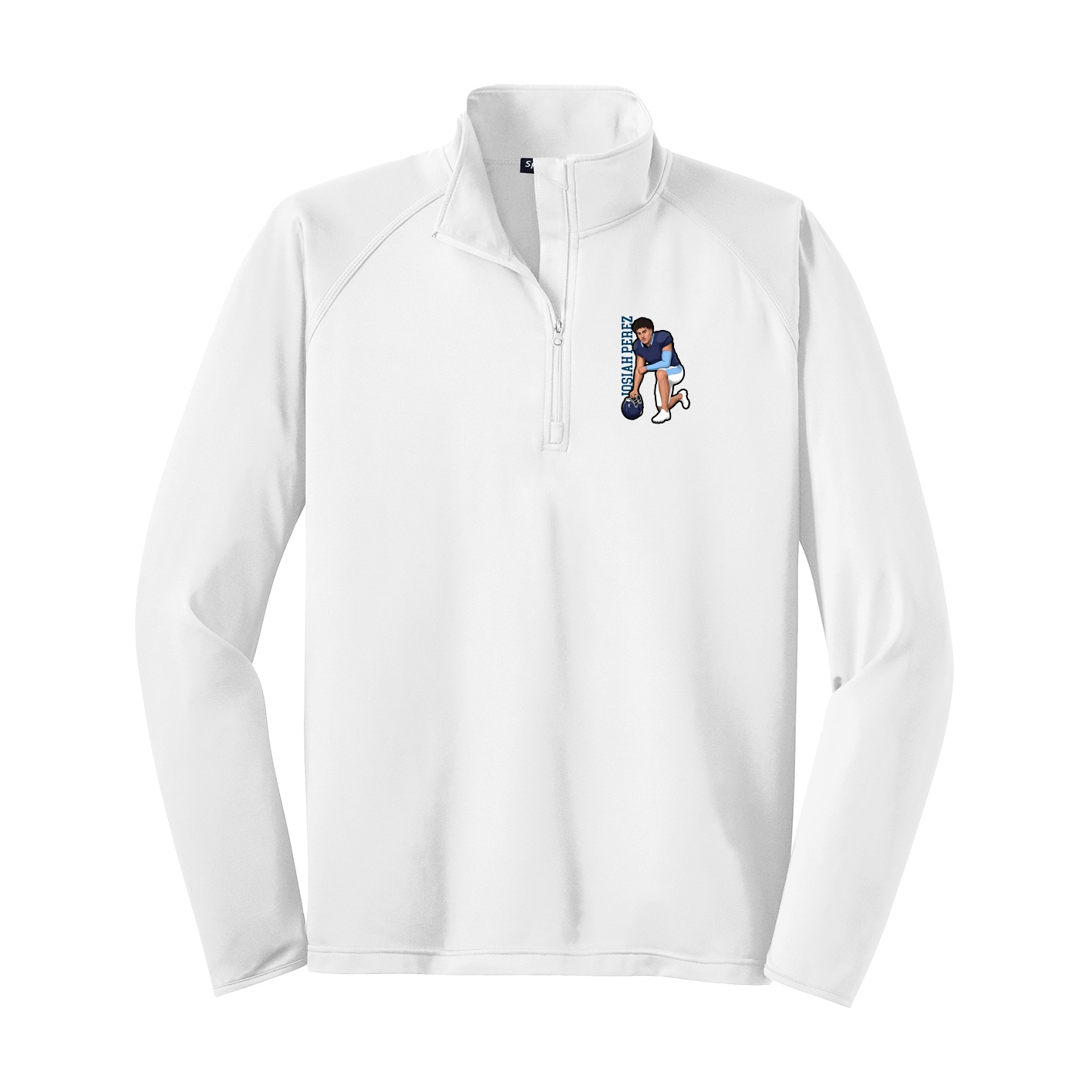 Q-Zip Pullover — Name Vertical in White