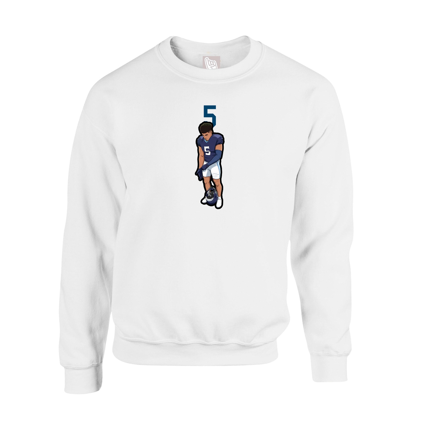 Fleece Crew — Number Top in White